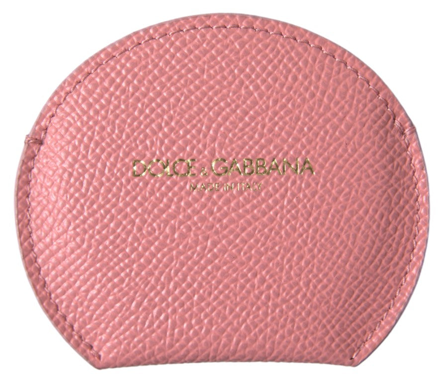 Dolce & Gabbana Chic Pink Leather Hand Mirror Holder