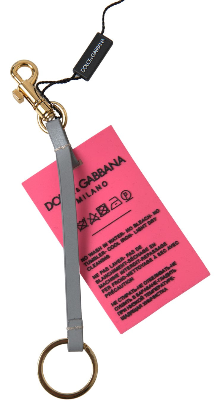 Dolce & Gabbana Chic Pink Leather-Trimmed Keychain