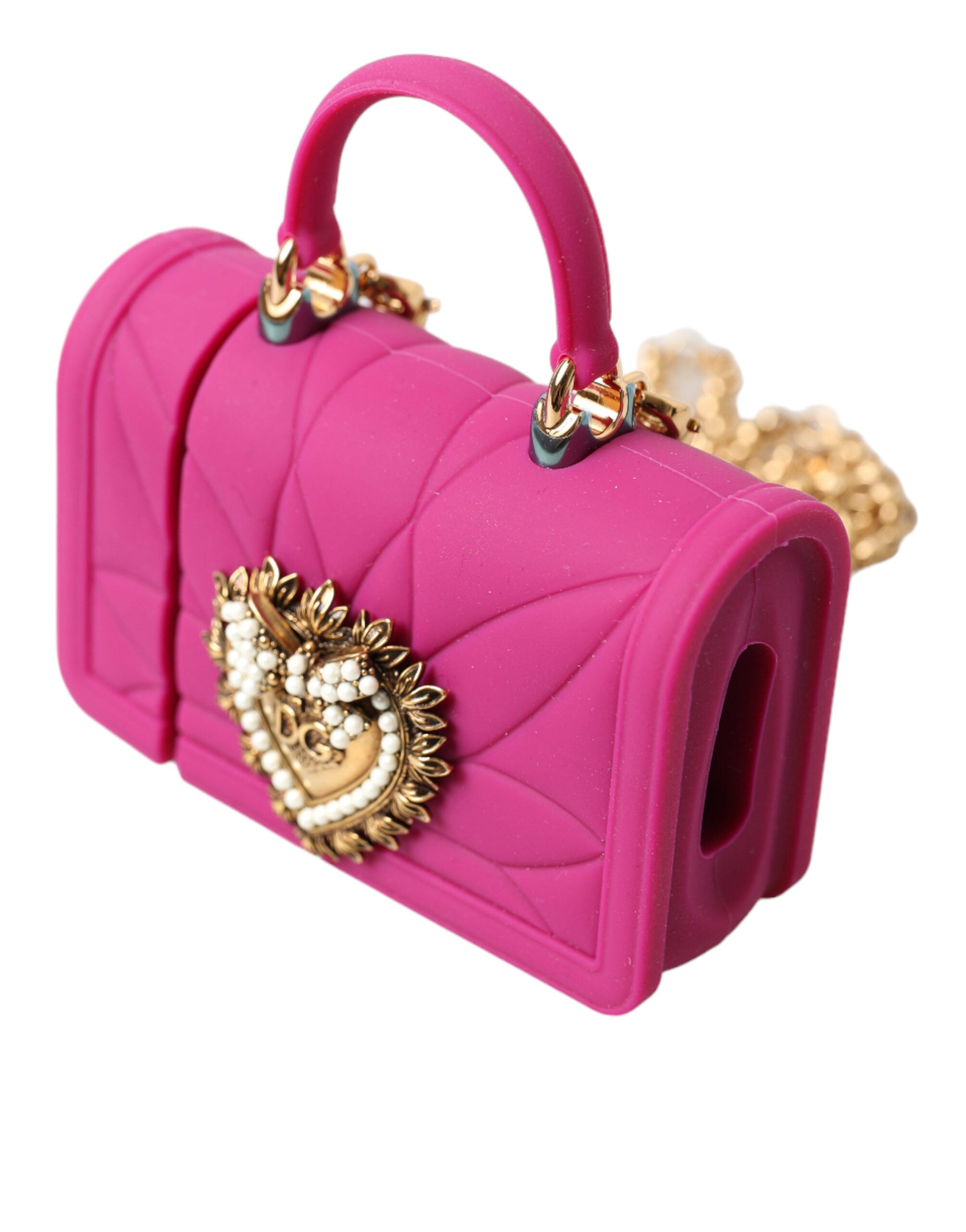 Dolce & Gabbana Chic Quilted Silicone Airpods Case - Pink & Gold