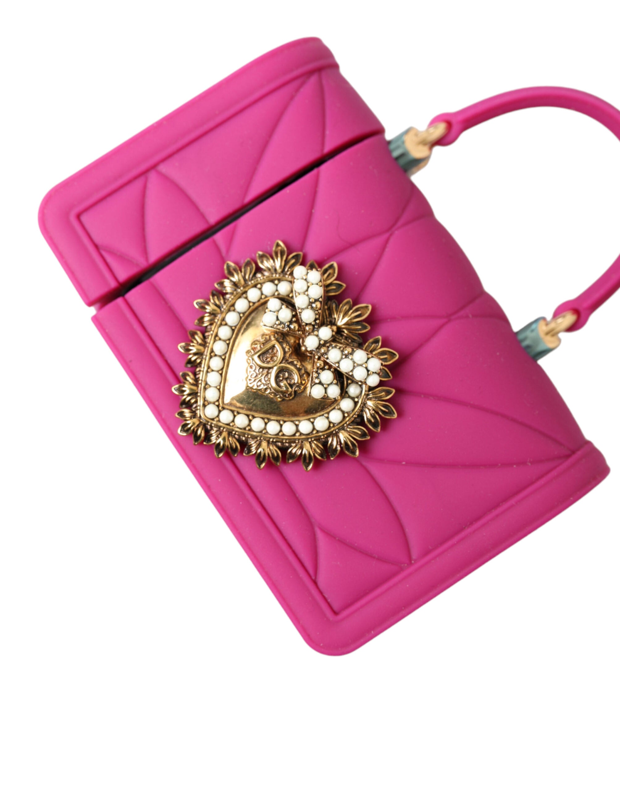 Dolce & Gabbana Chic Quilted Silicone Airpods Case - Pink & Gold