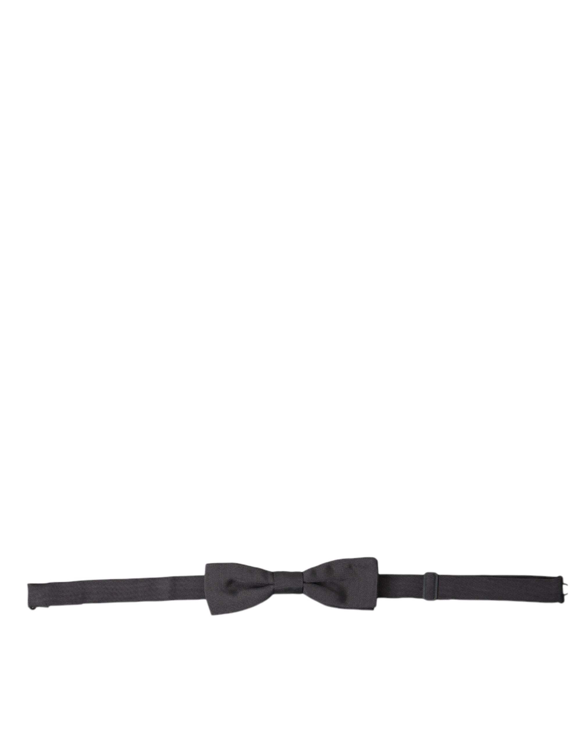 Dolce & Gabbana Elegant Silk Dark Gray Bow Tie