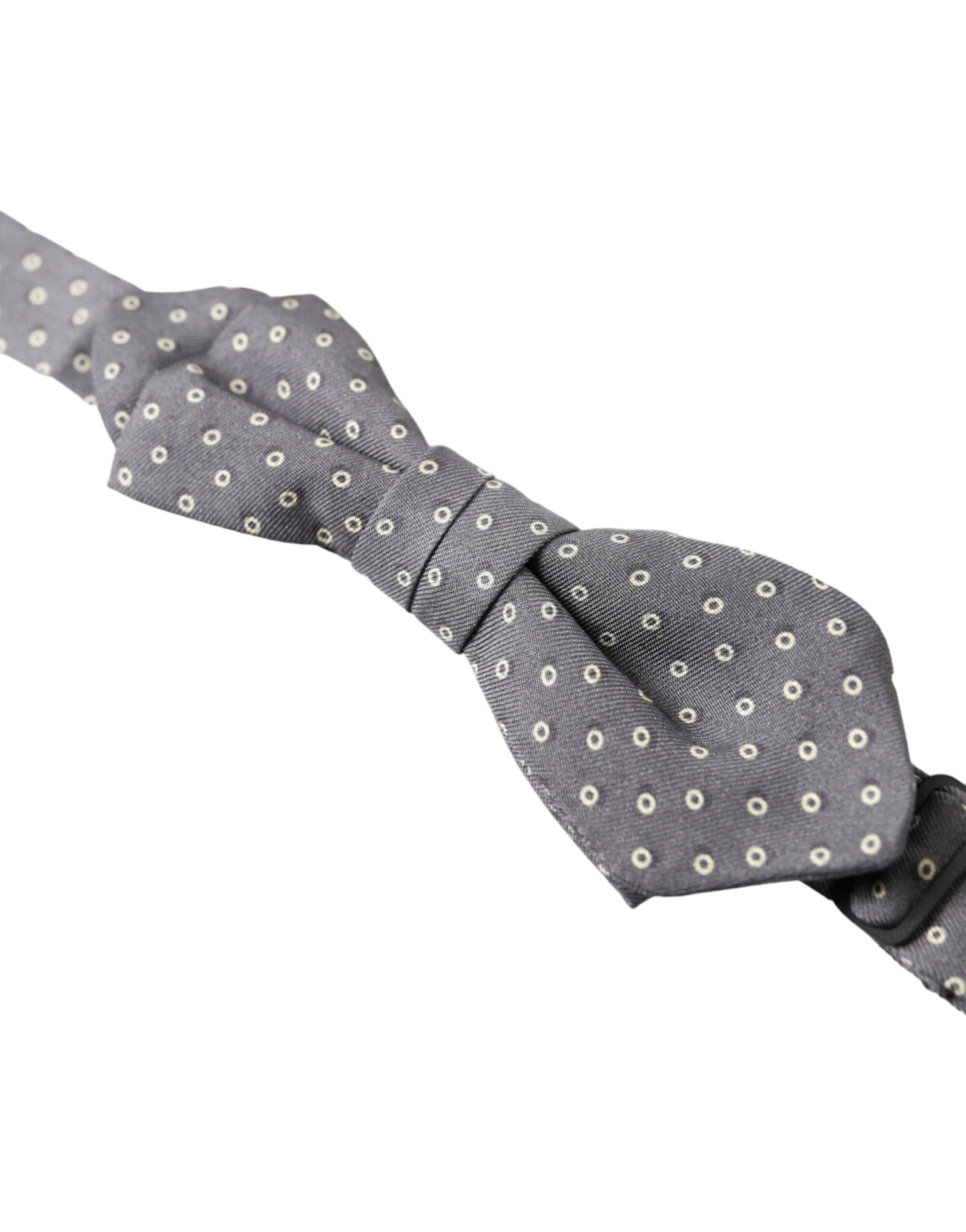 Dolce & Gabbana Elegant Silk Gray Polka Dot Bow Tie