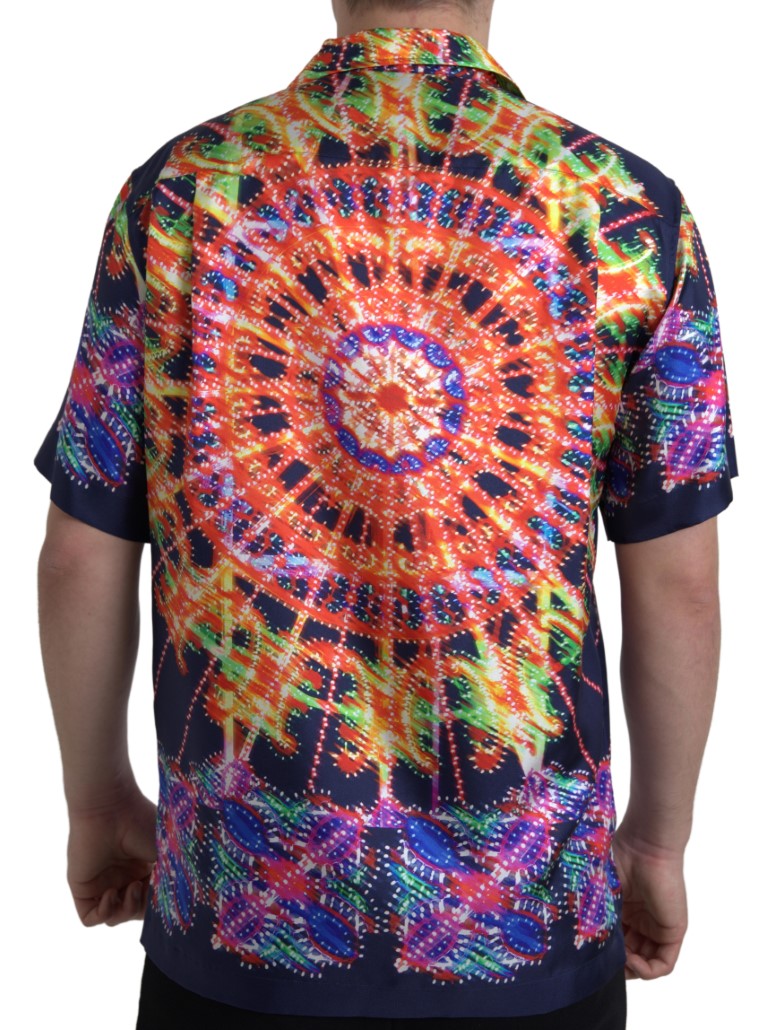 Копринена мъжка риза Dolce & Gabbana Multicolor Luminarie Print