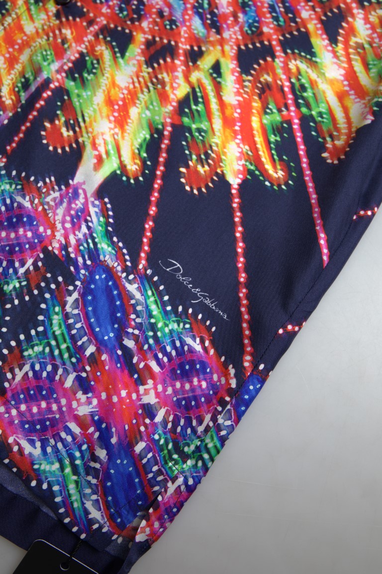 Копринена мъжка риза Dolce & Gabbana Multicolor Luminarie Print