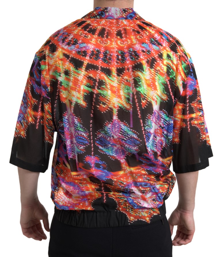 Мъжка памучна риза Dolce & Gabbana Multicolor Luminarie Print