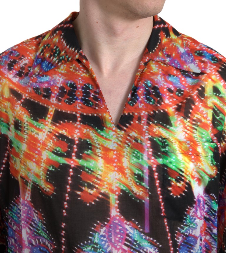 Мъжка памучна риза Dolce & Gabbana Multicolor Luminarie Print