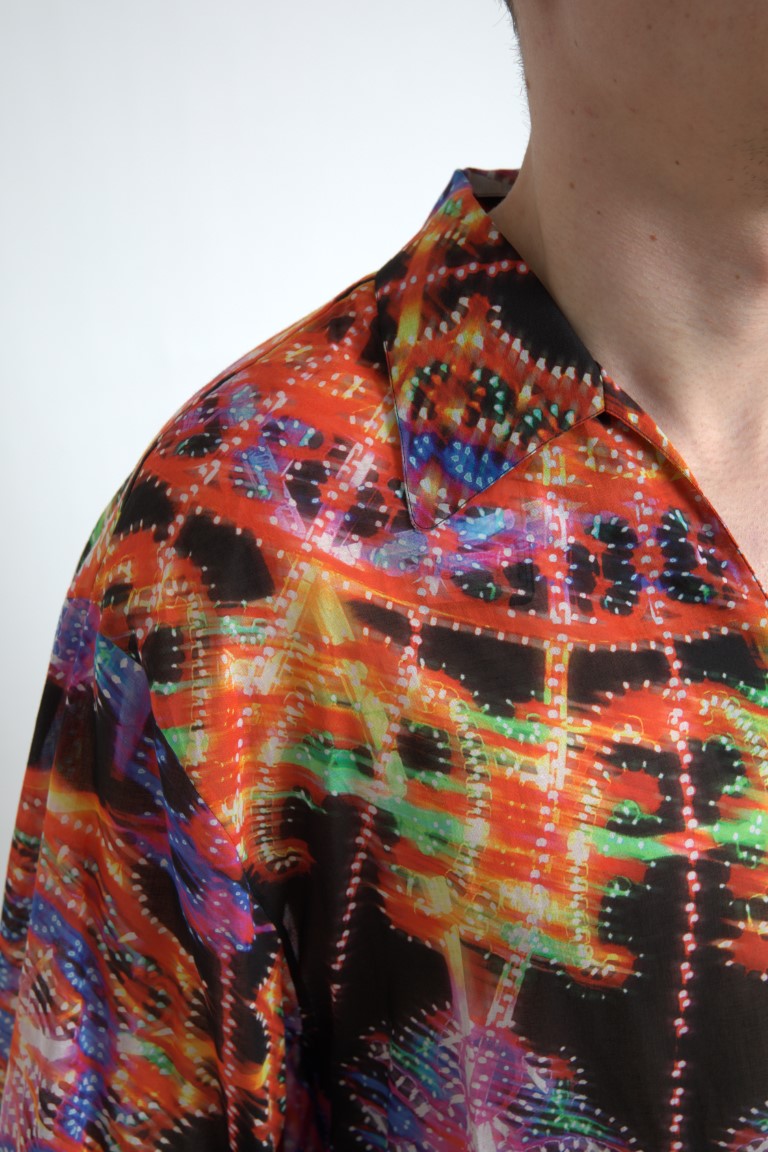 Мъжка памучна риза Dolce & Gabbana Multicolor Luminarie Print
