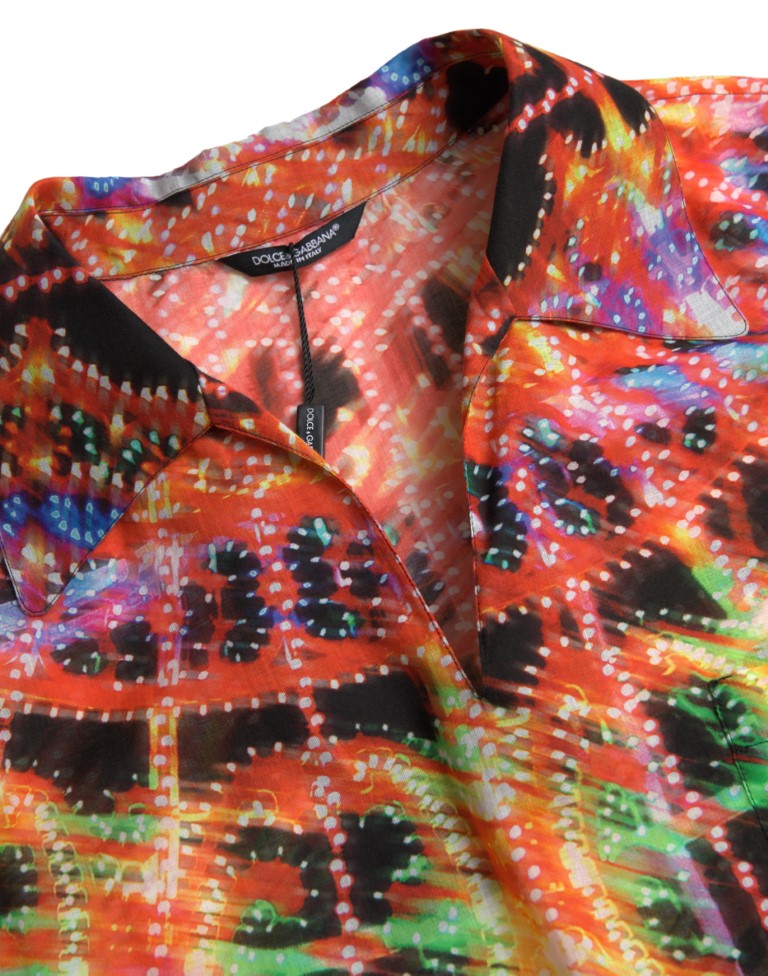 Мъжка памучна риза Dolce & Gabbana Multicolor Luminarie Print