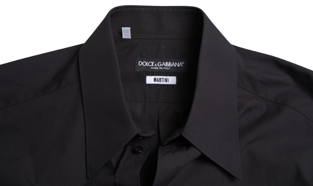 Dolce & Gabbana черна памучна мъжка риза с дълги ръкави MARTINI