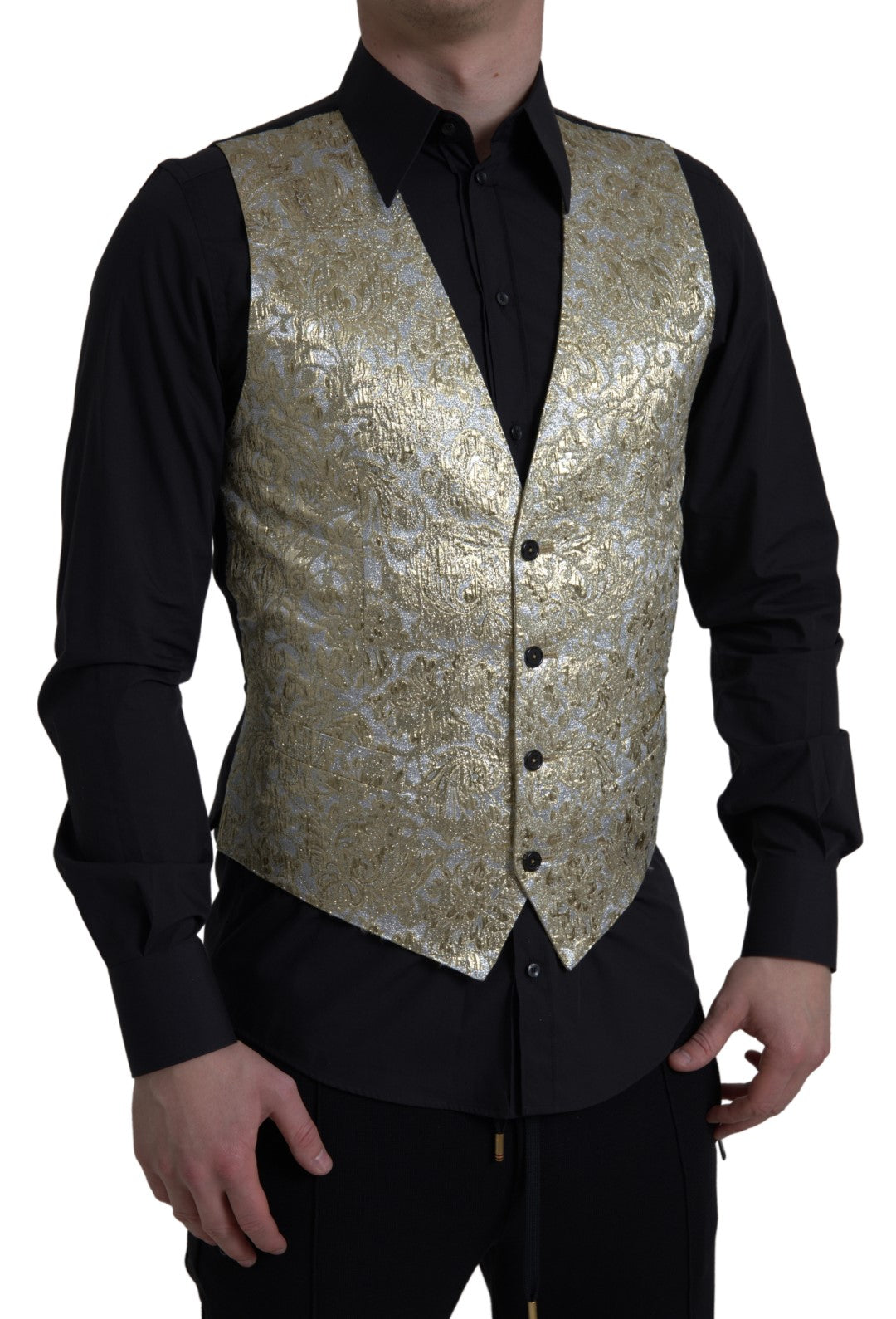 Dolce & Gabbana Elegant Gold Silk Formal Vest