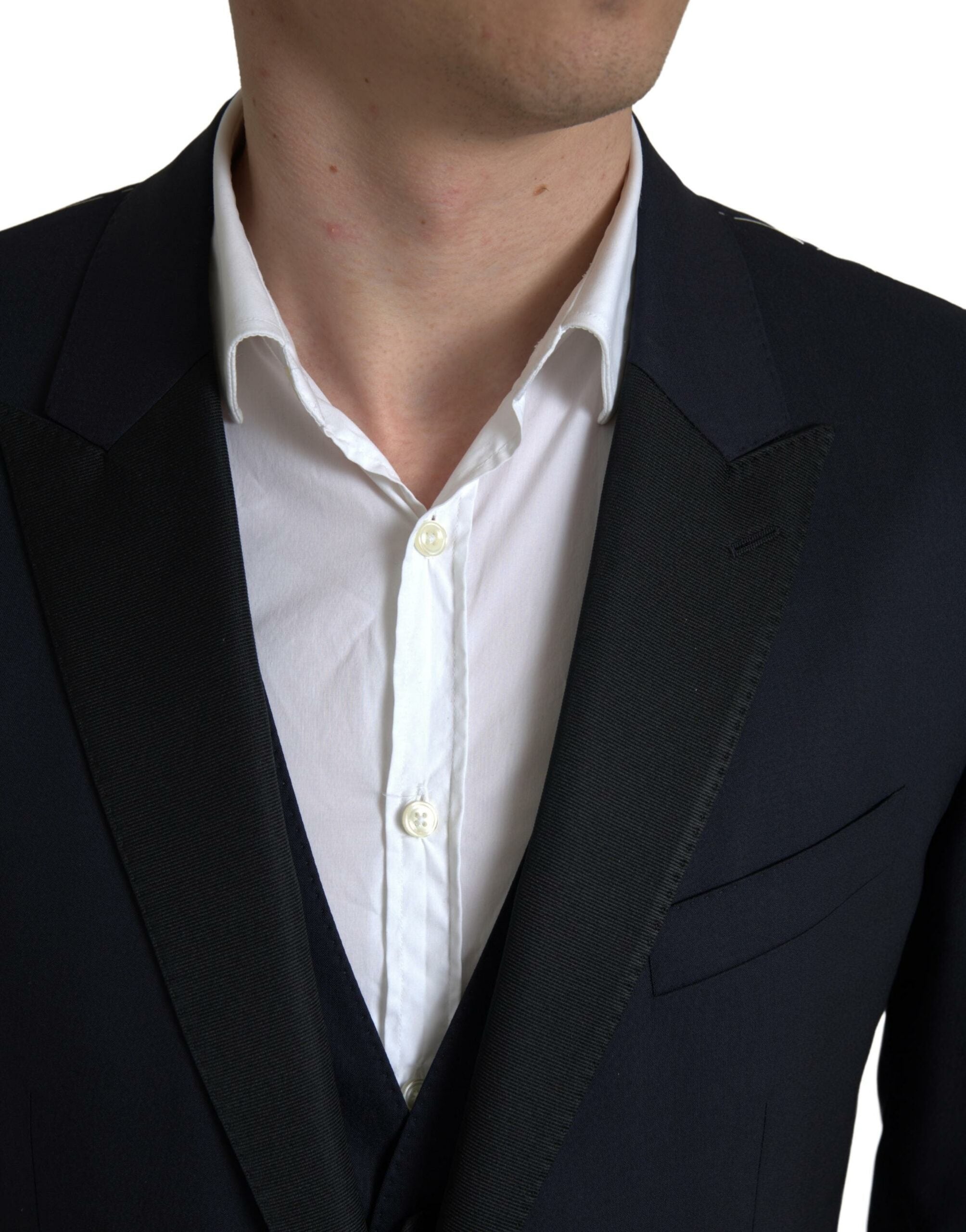 Dolce & Gabbana Elegant Blue & Black Martini Slim Fit Suit
