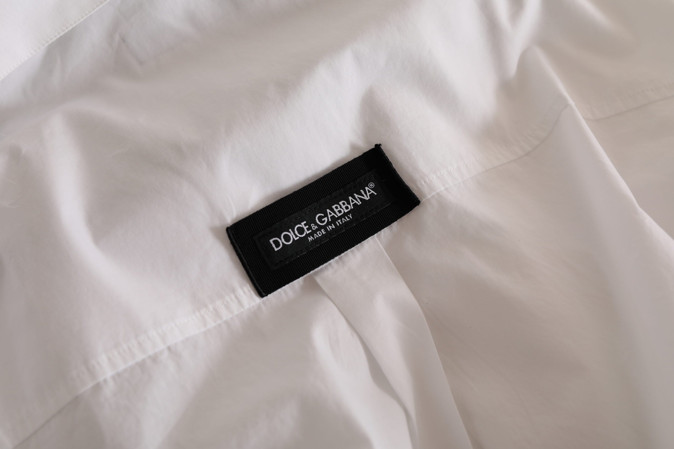 Ежедневна памучна риза с бяло лого Dolce & Gabbana с дълги ръкави