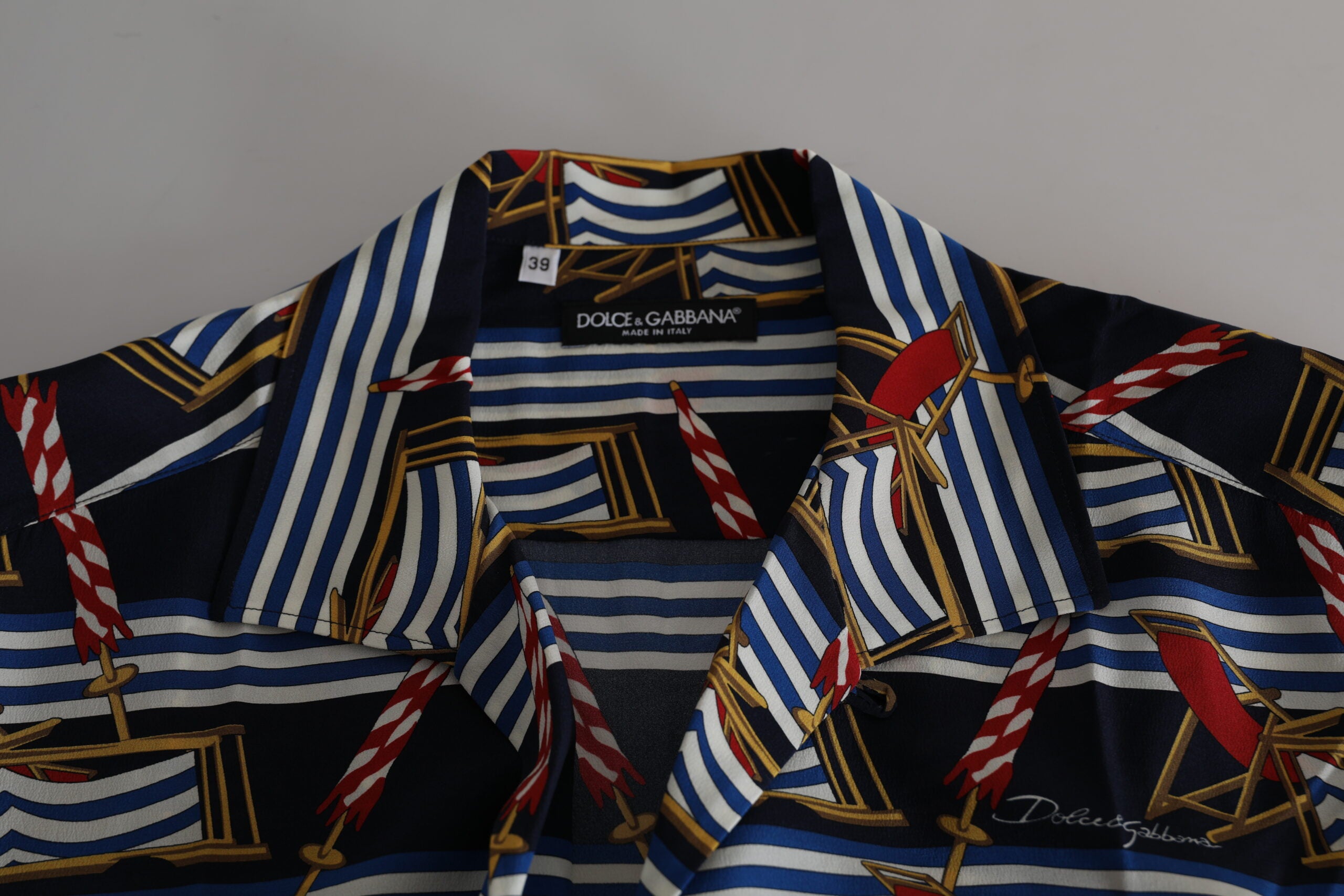 Риза с многоцветен плажен стол Dolce & Gabbana с къси ръкави