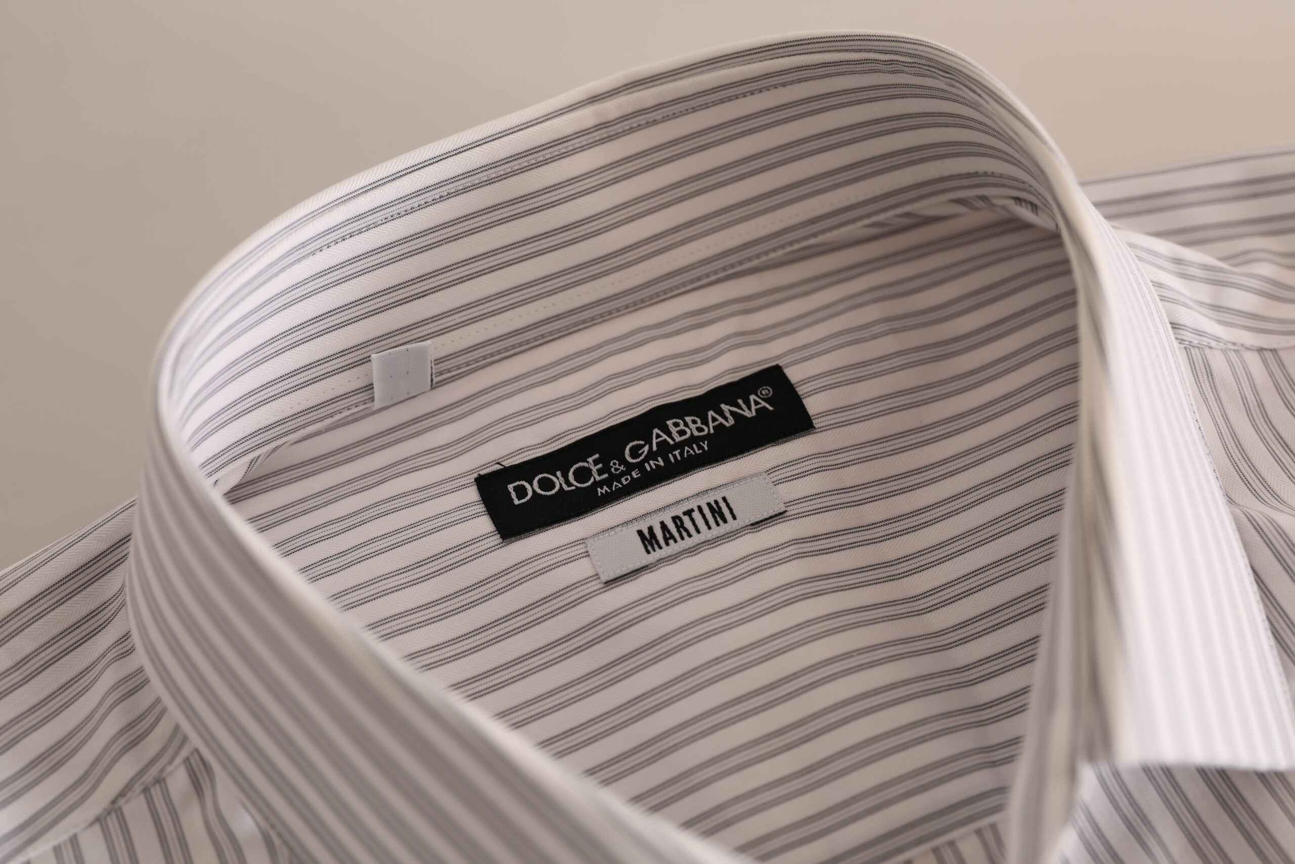 Dolce & Gabbana Бяла рокля MARTINI с памучни райета Официална риза