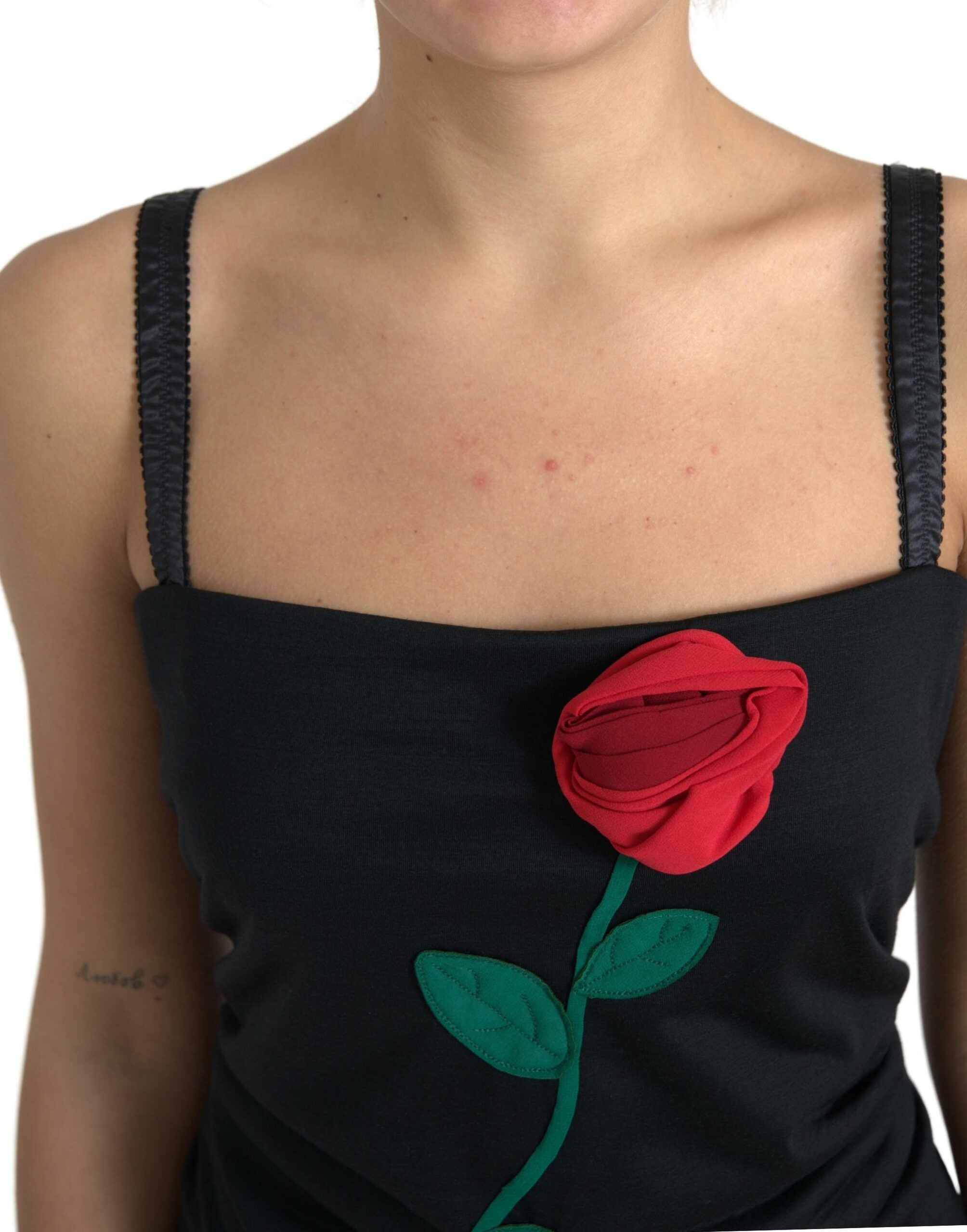 Dolce & Gabbana Черни рози, еластична рокля по тялото