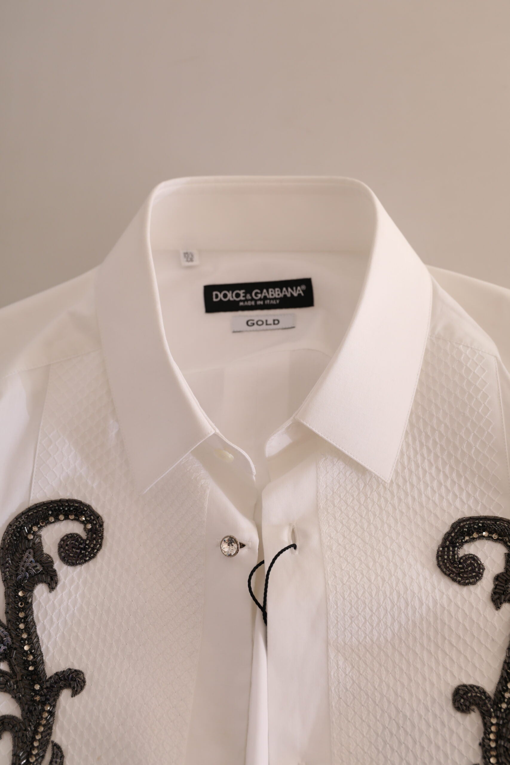 Бяла смокинг Dolce & Gabbana Slim Fit Baroque риза