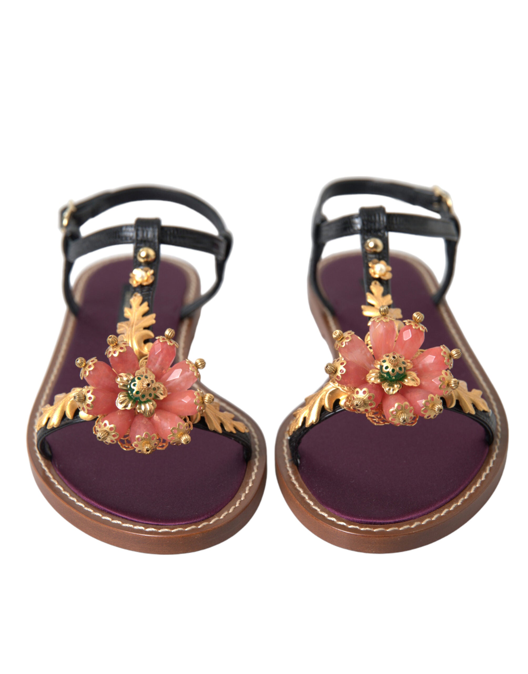 Dolce & Gabbana Elegant Crystal-Adorned Flat Sandals