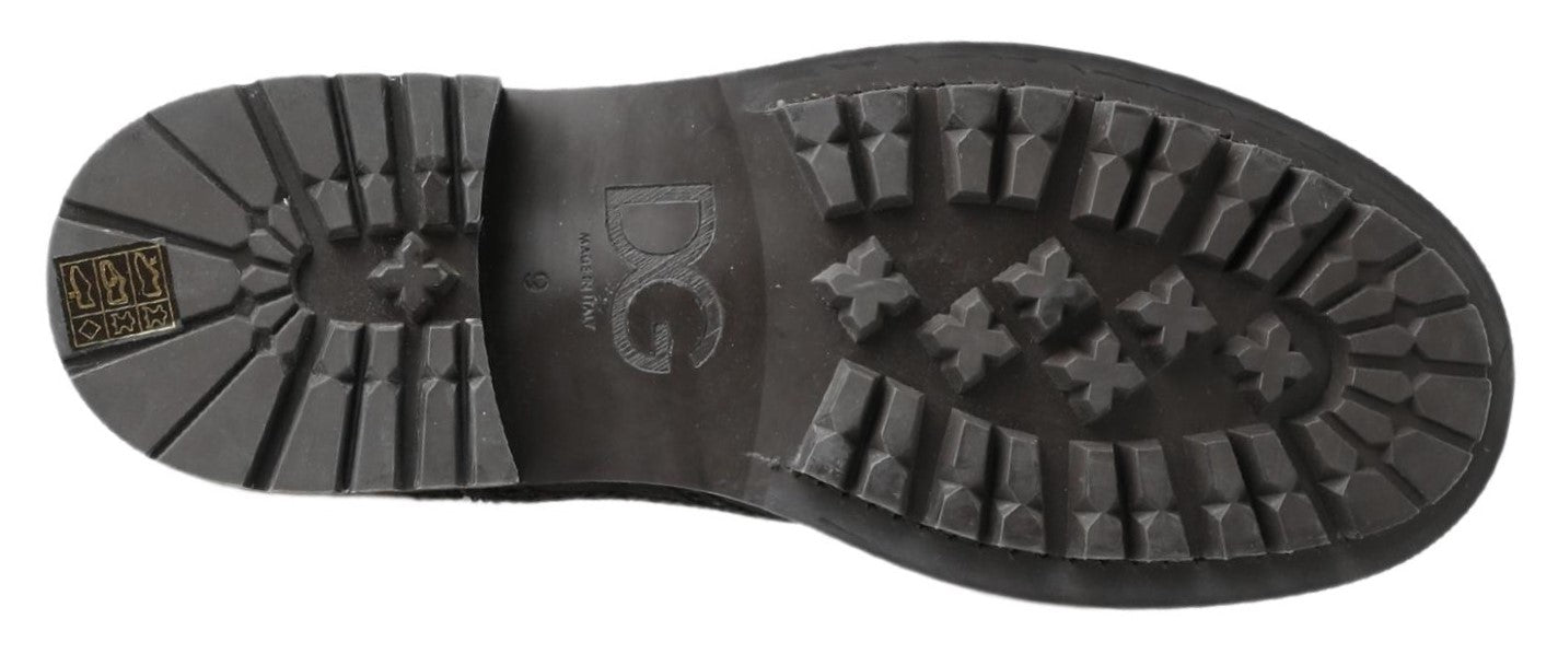 Черни сиви кожени ботуши Dolce & Gabbana