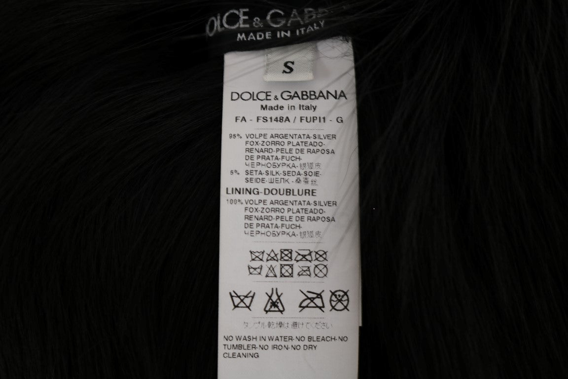 Dolce & Gabbana черен шал от сребърна лисица