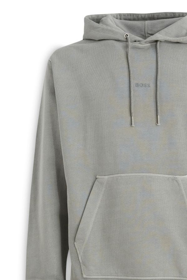 Суичър с качулка и сив памучен лого Hugo Boss