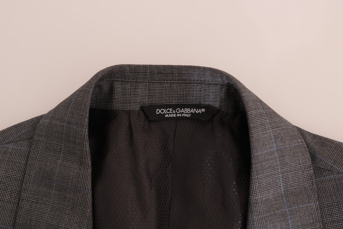 Dolce & Gabbana Sleek Gray Checkered Wool Blazer