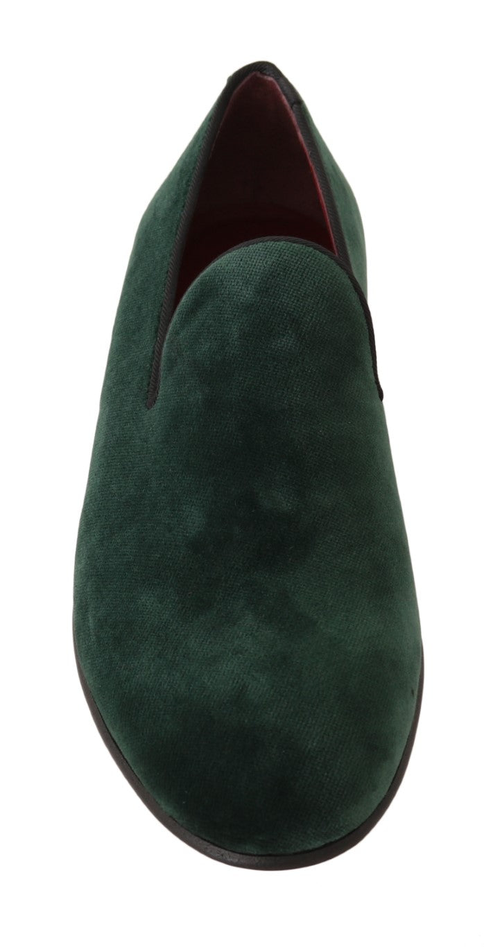 Dolce & Gabbana Elegant Green Suede Slip-On Loafers