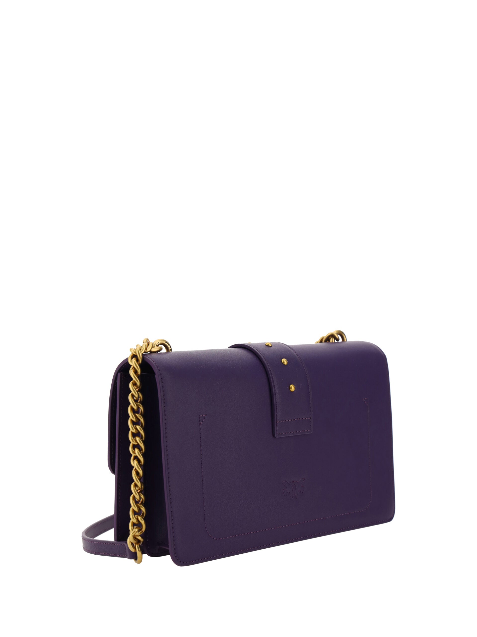 Класическа чанта за рамо Pinko Purple Leather Love One