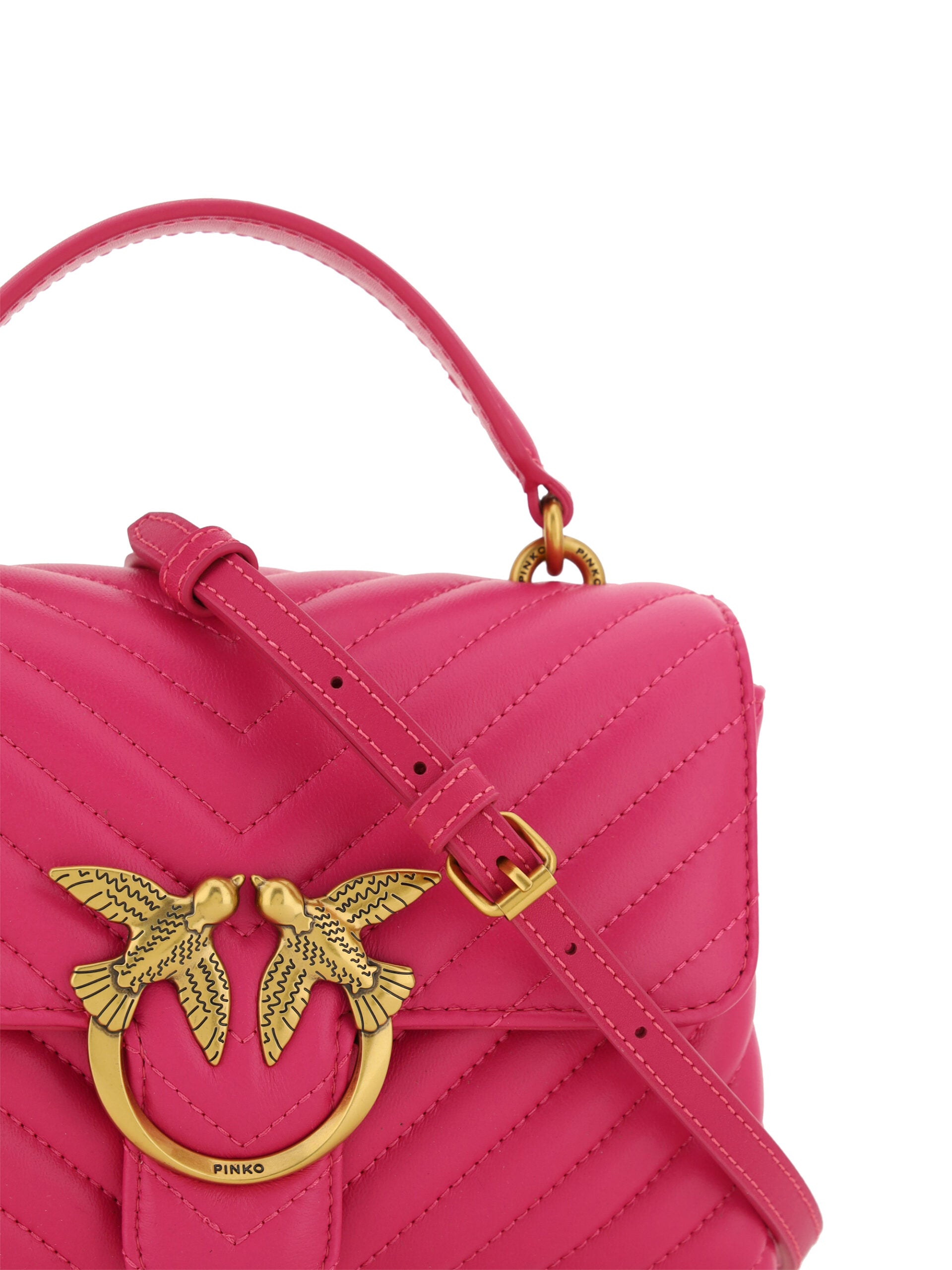 Pinko Дамска мини чанта Love Lady от розова телешка кожа