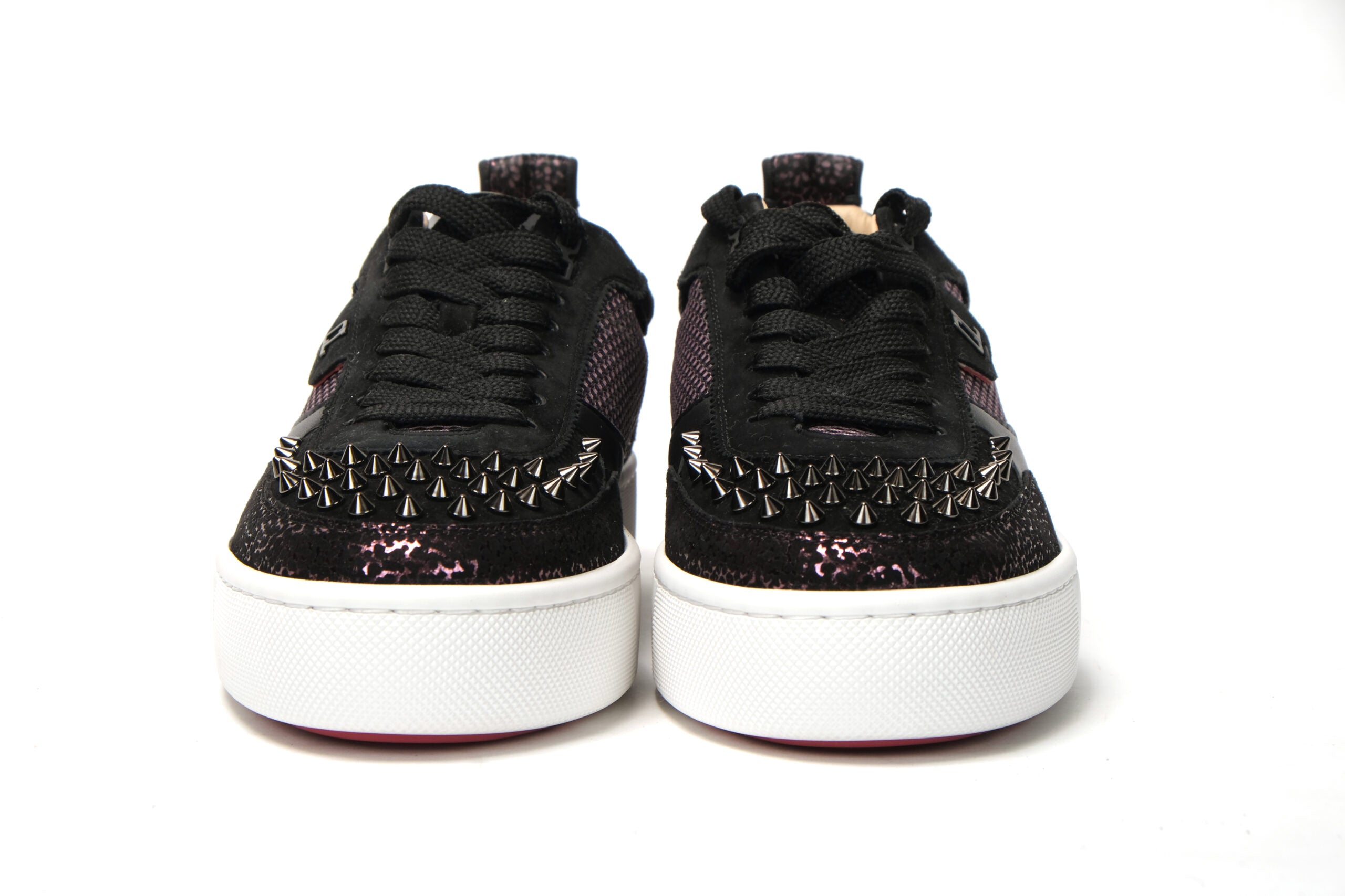 Черни плоски обувки Happy Rui Spikes Version на Christian Louboutin