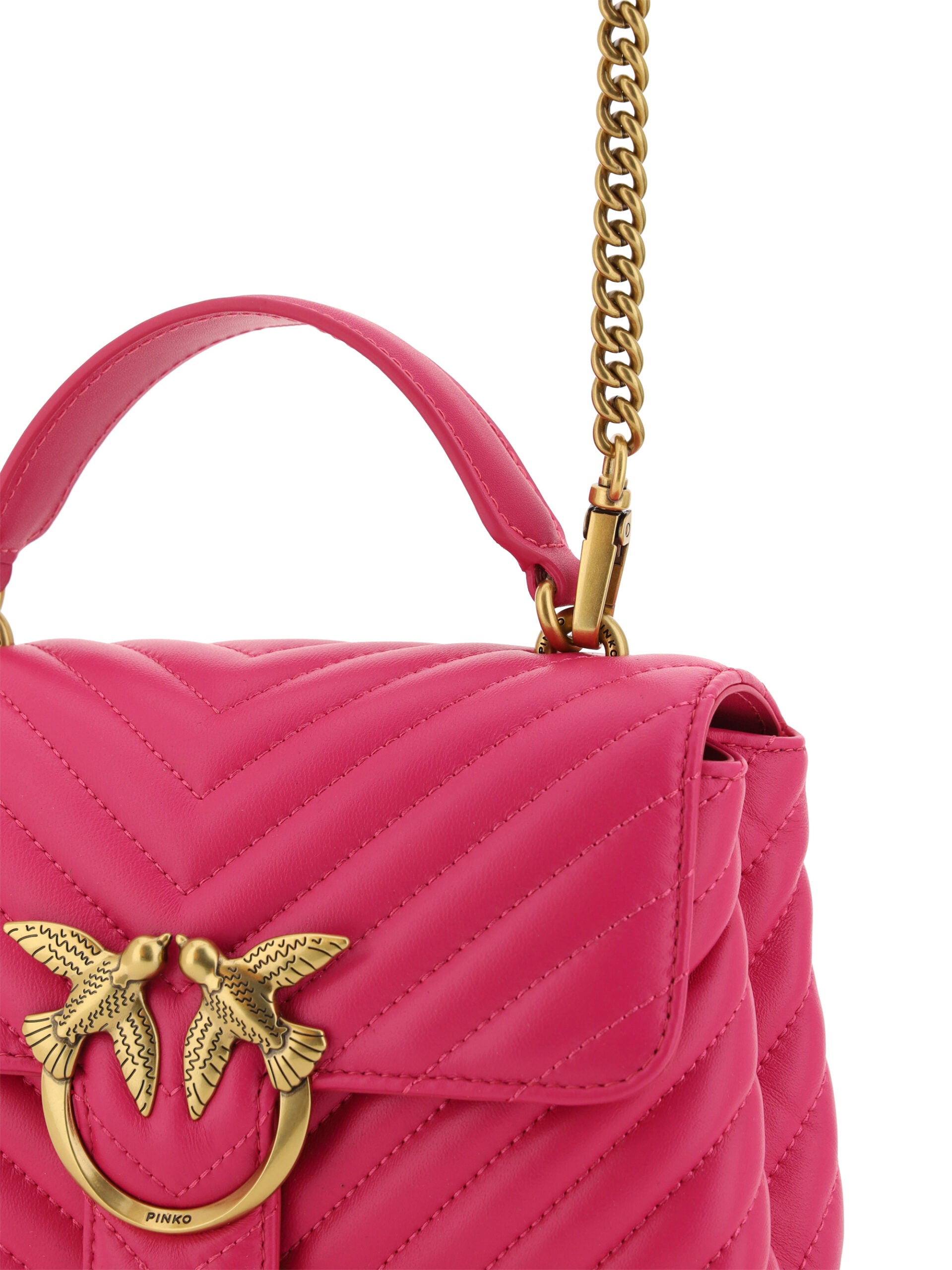 Pinko Дамска мини чанта Love Lady от розова телешка кожа
