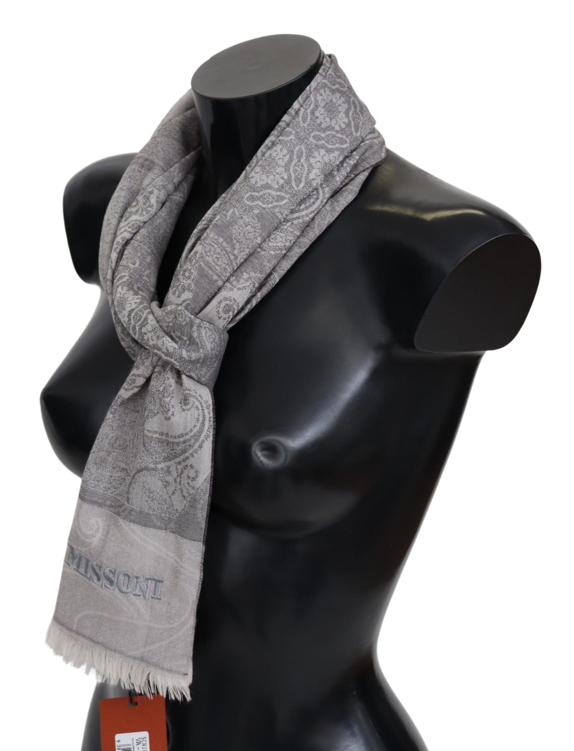 Missoni Grey Пейсли вълнен унисекс шал за увиване на врата