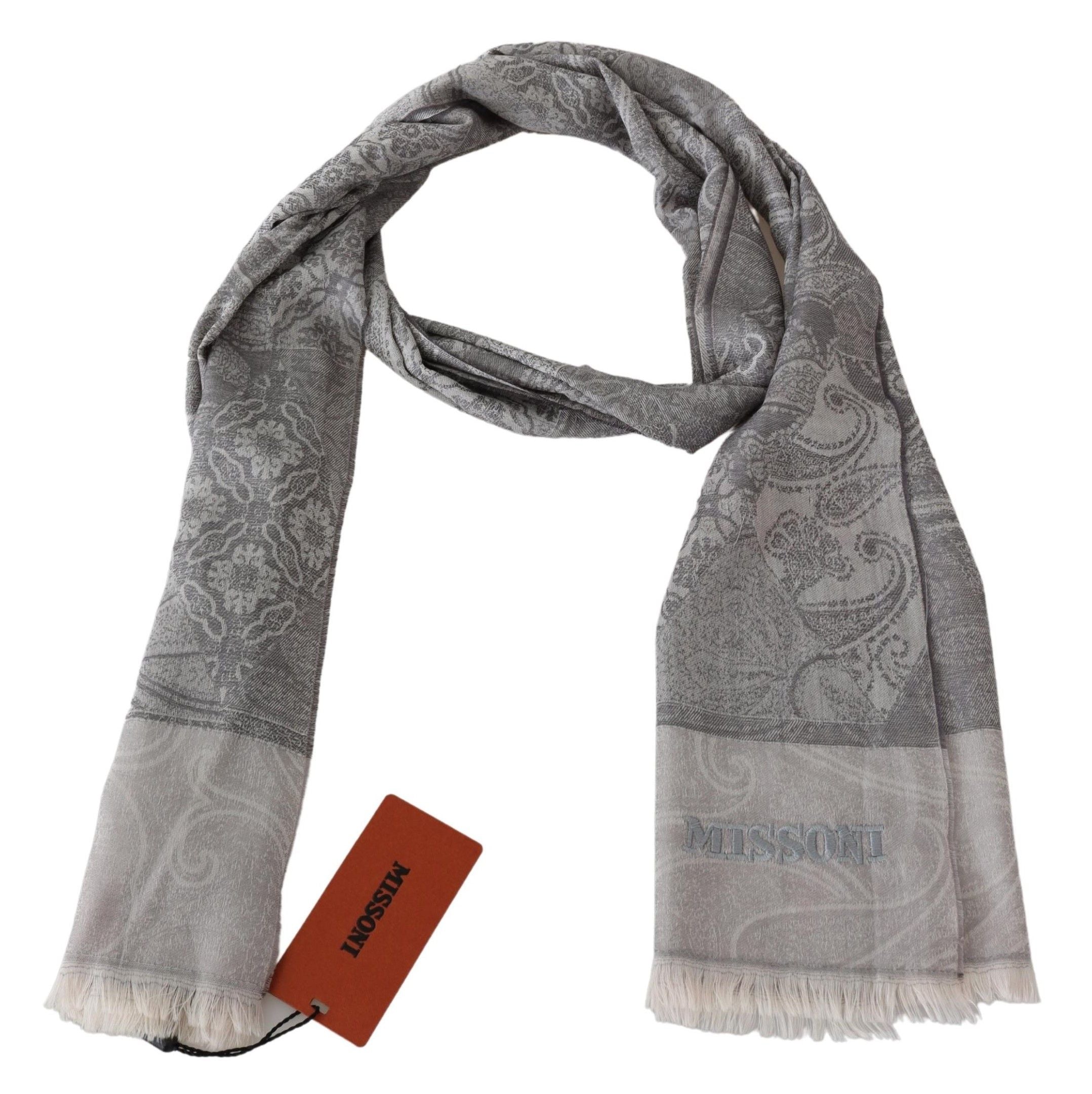 Missoni Grey Пейсли вълнен унисекс шал за увиване на врата