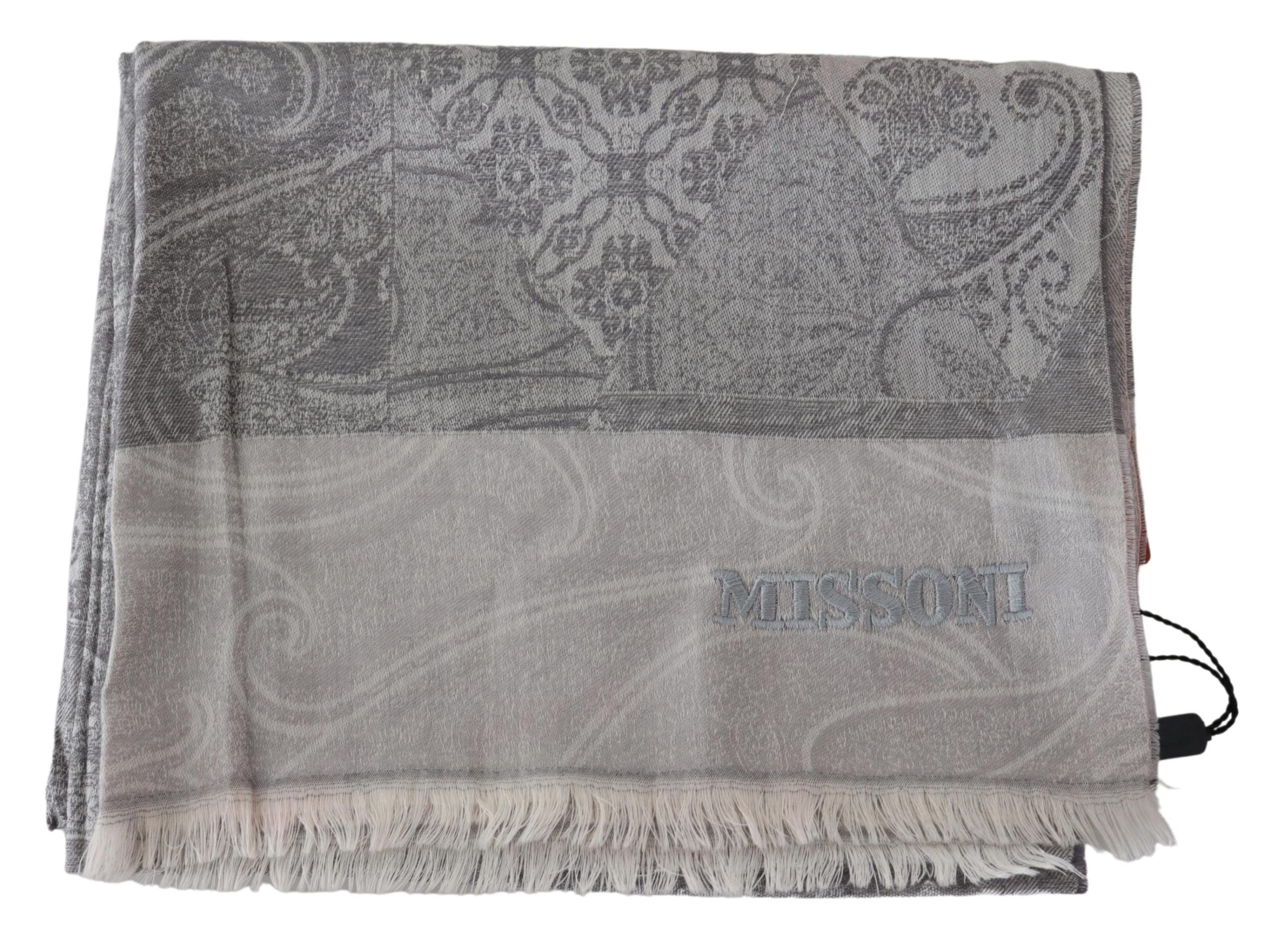 Missoni Grey Пейсли вълнен унисекс шал за увиване на врата