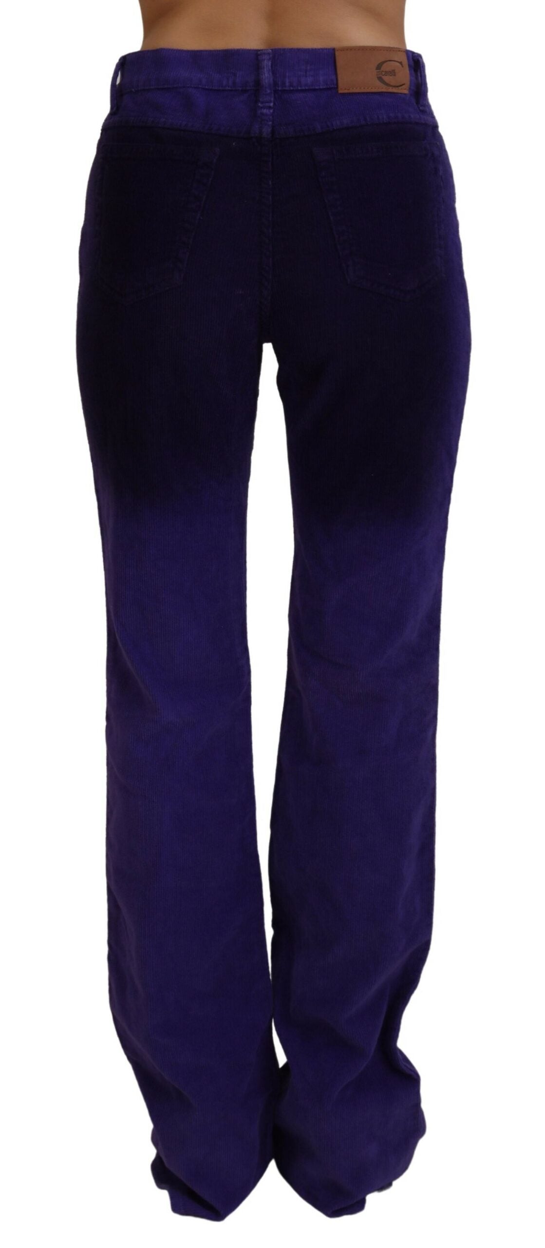 Дамски панталон Just Cavalli Purple Cotton Corduroy