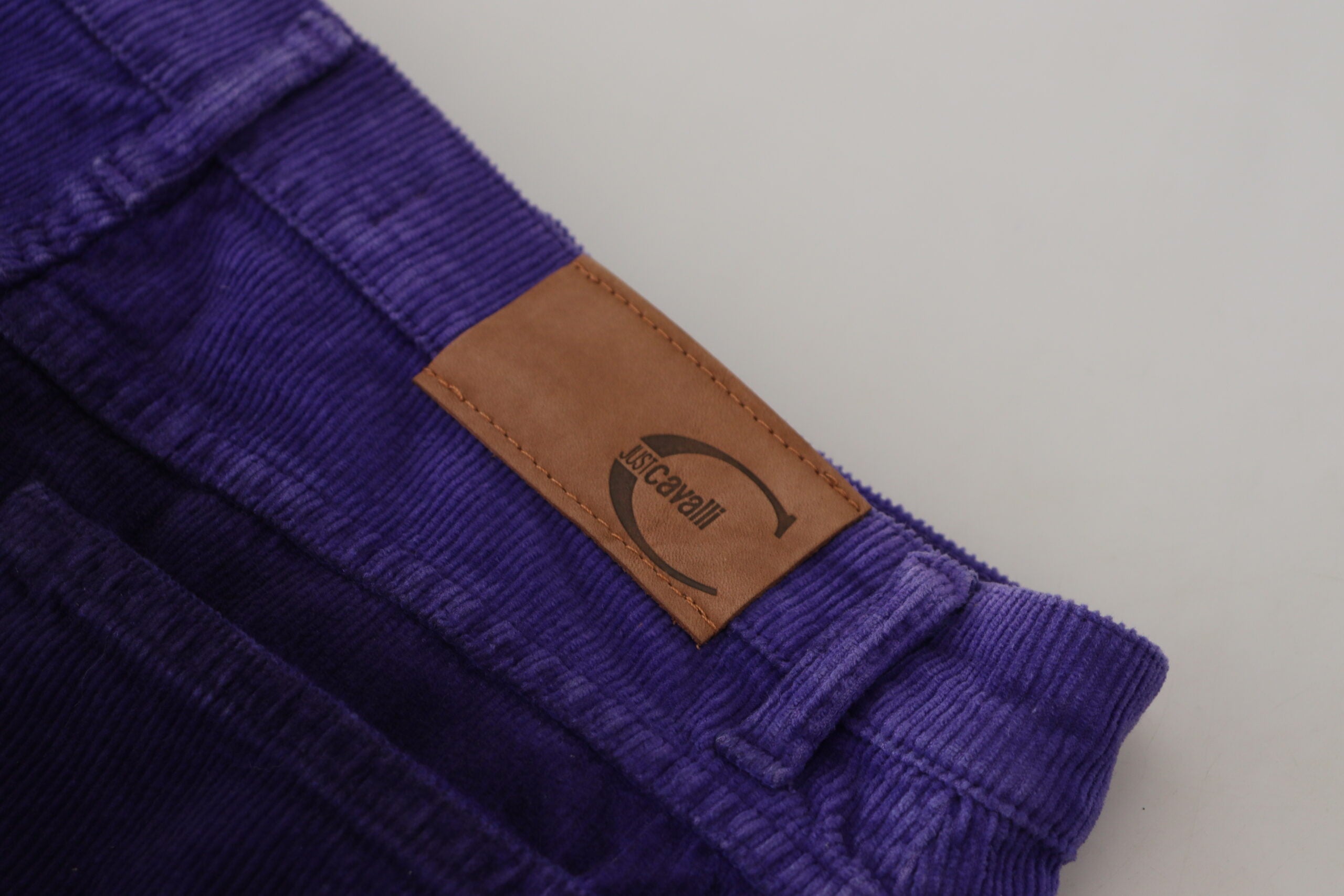 Дамски панталон Just Cavalli Purple Cotton Corduroy