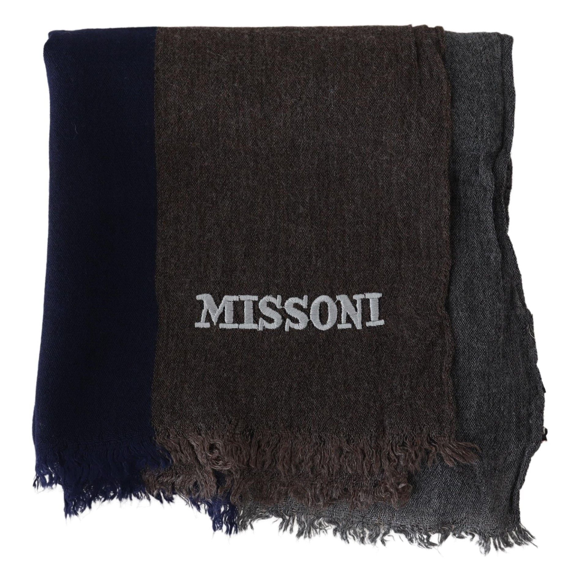 Многоцветен вълнен унисекс раиран шал с ресни на Missoni