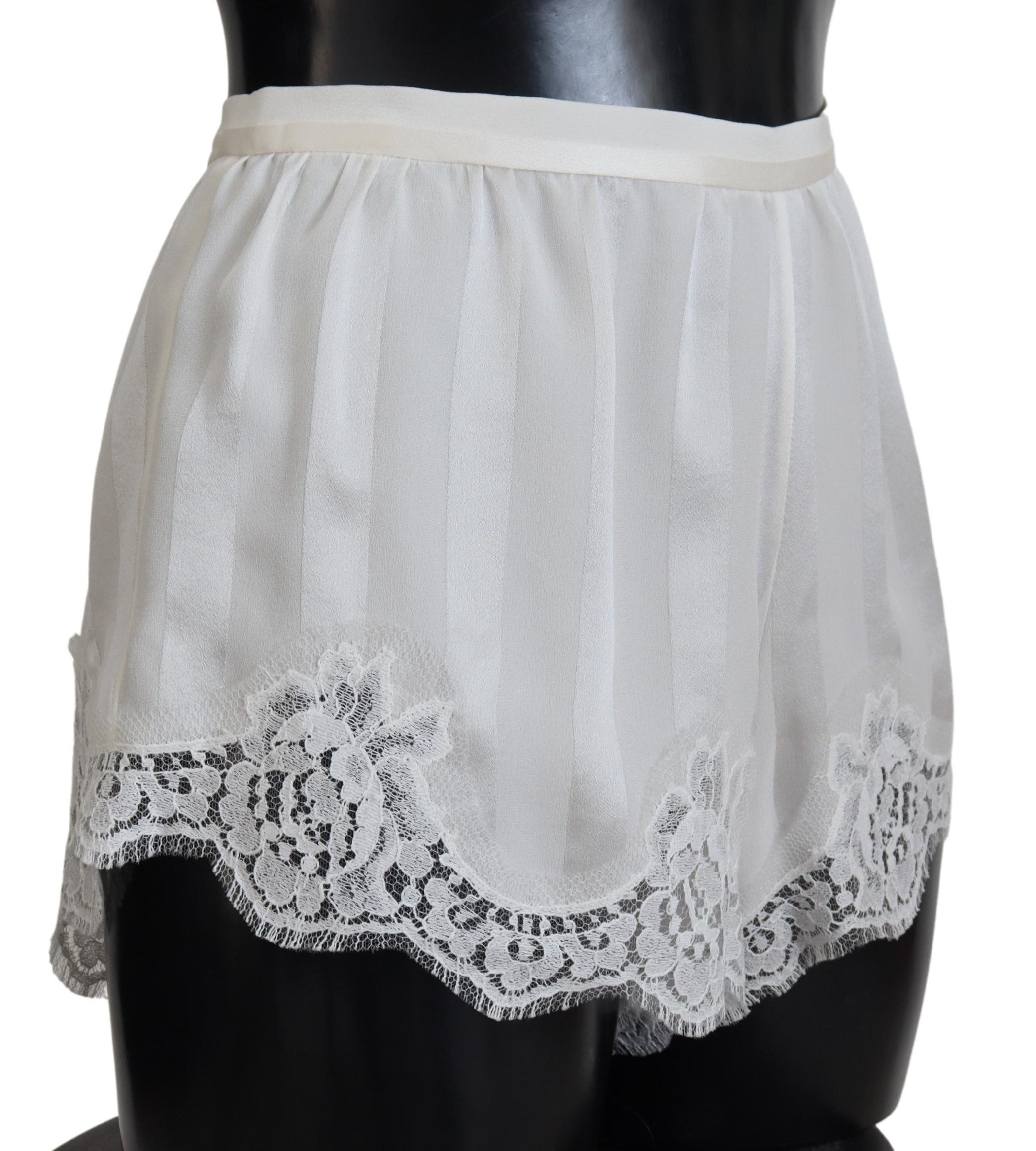 Dolce & Gabbana Elegant White Lace Lingerie Shorts