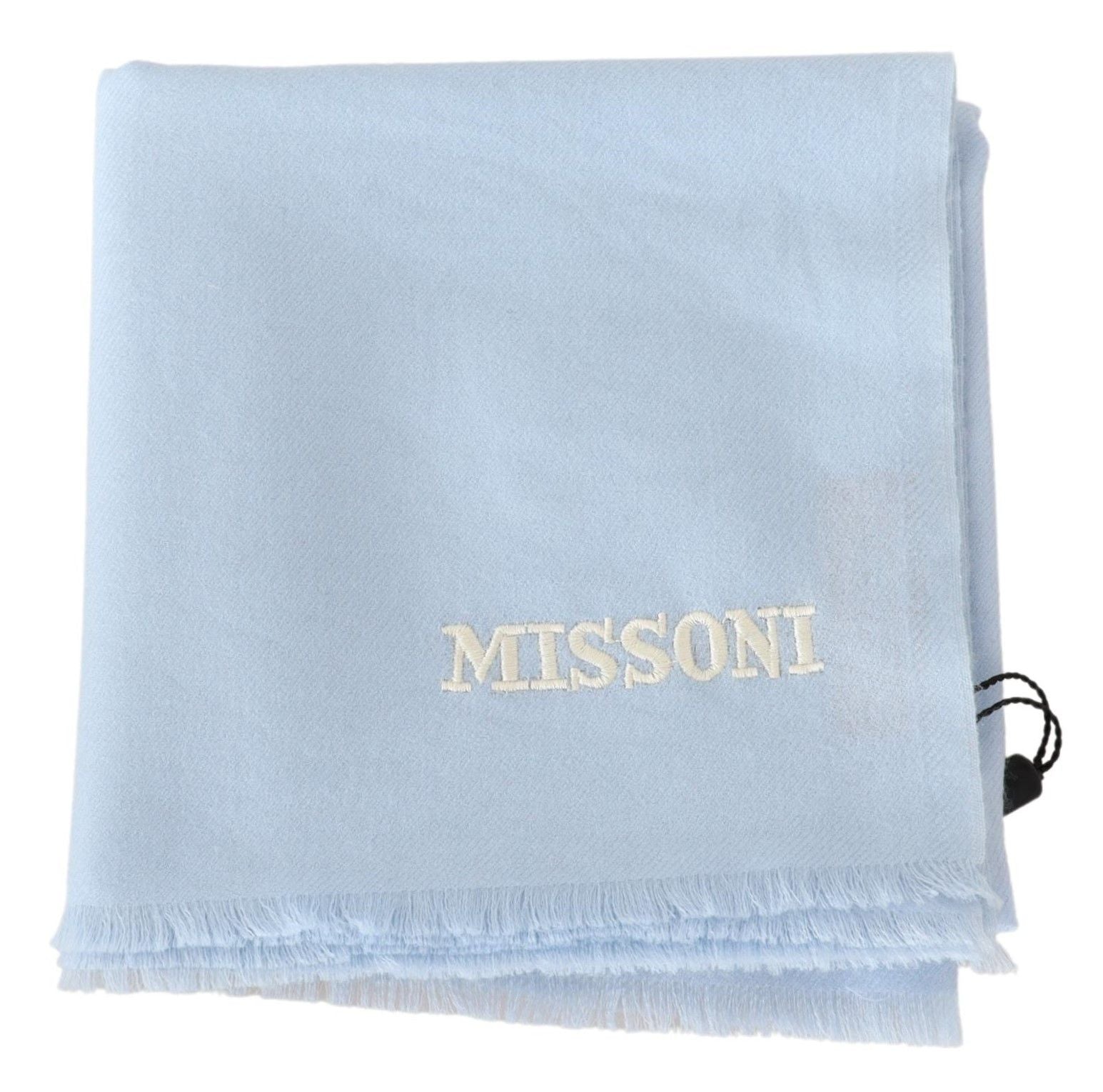 Светло син кашмирен унисекс топъл шал за врата Missoni