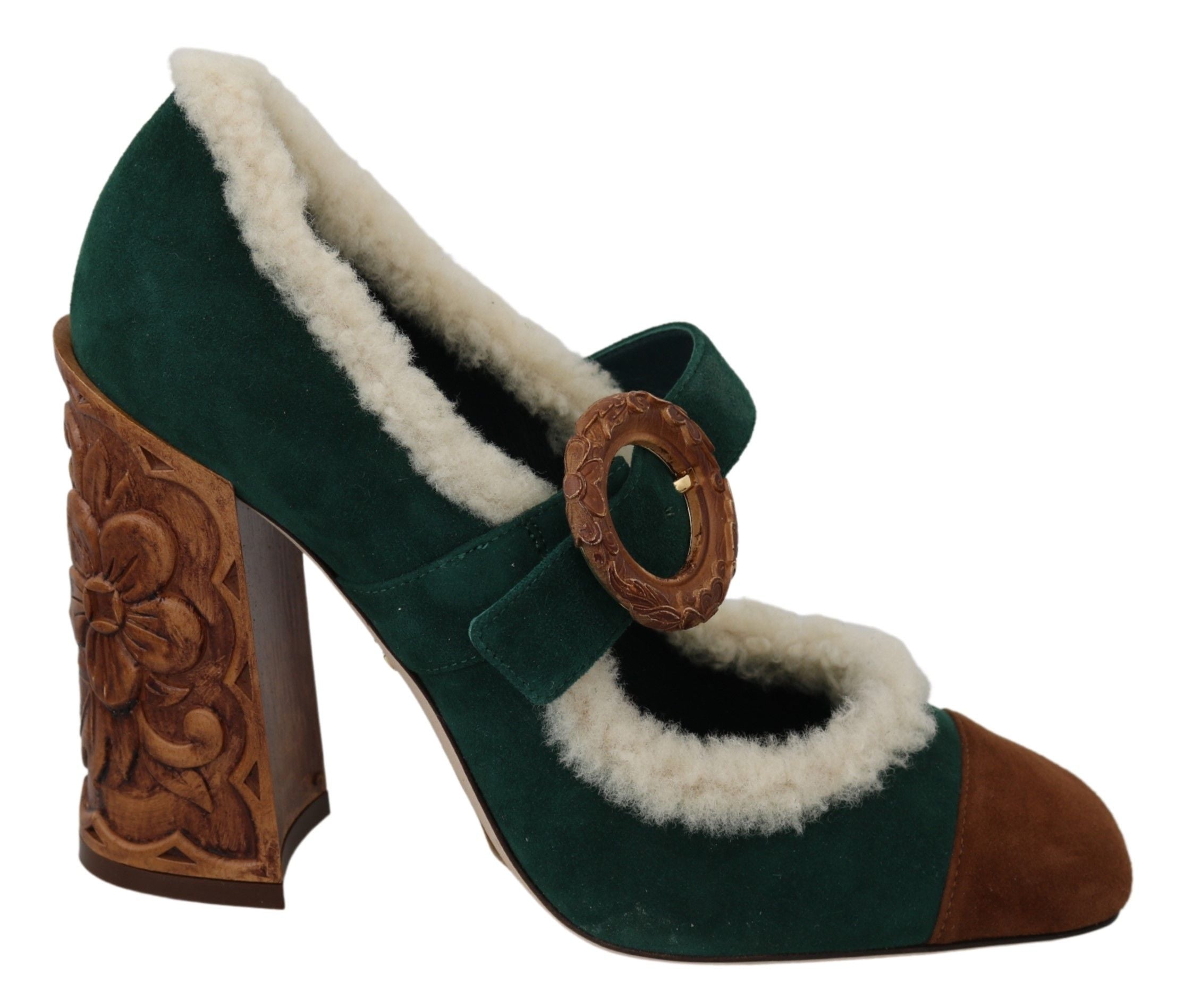 Dolce & Gabbana Зелени велурени кожени обувки Mary Jane