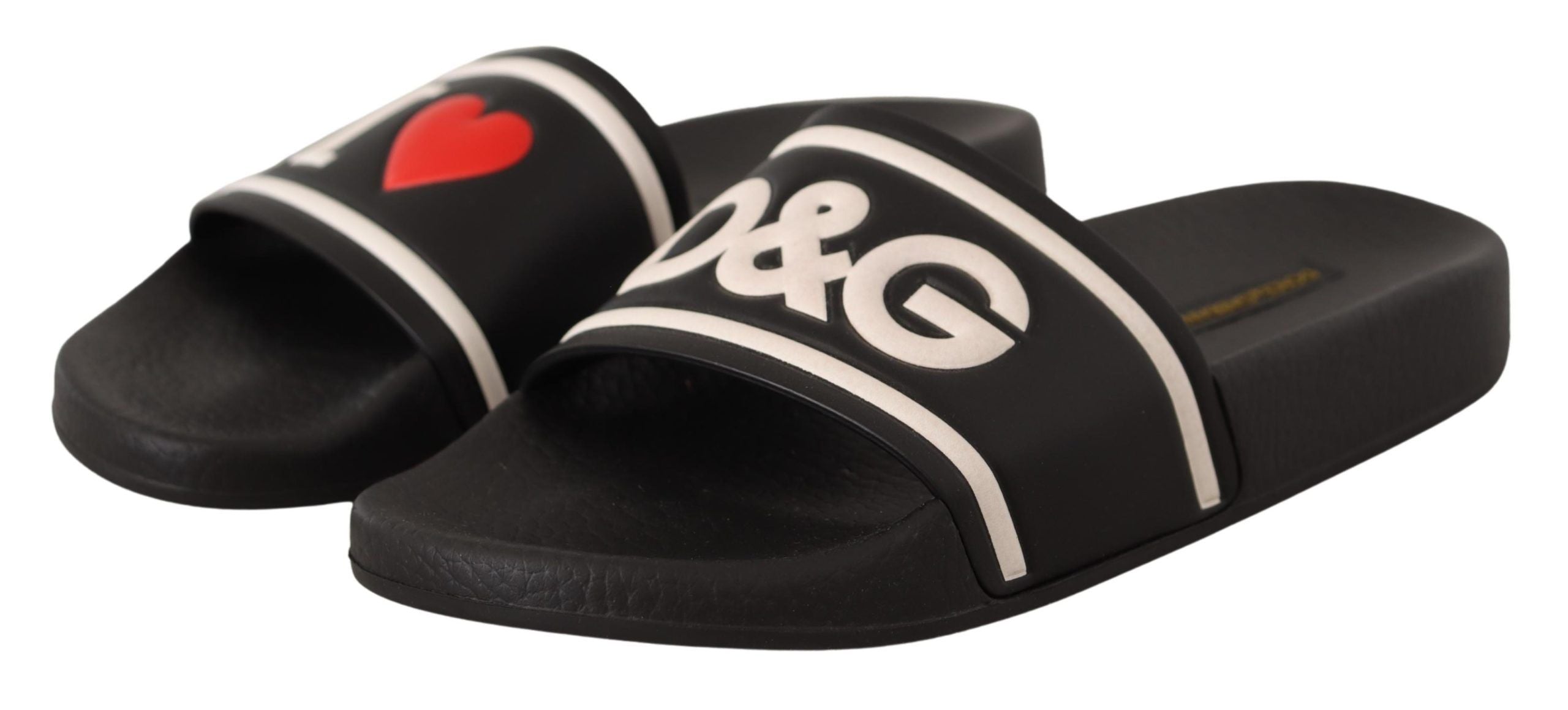 Черни кожени сандали Dolce & Gabbana I Love D&G Slides