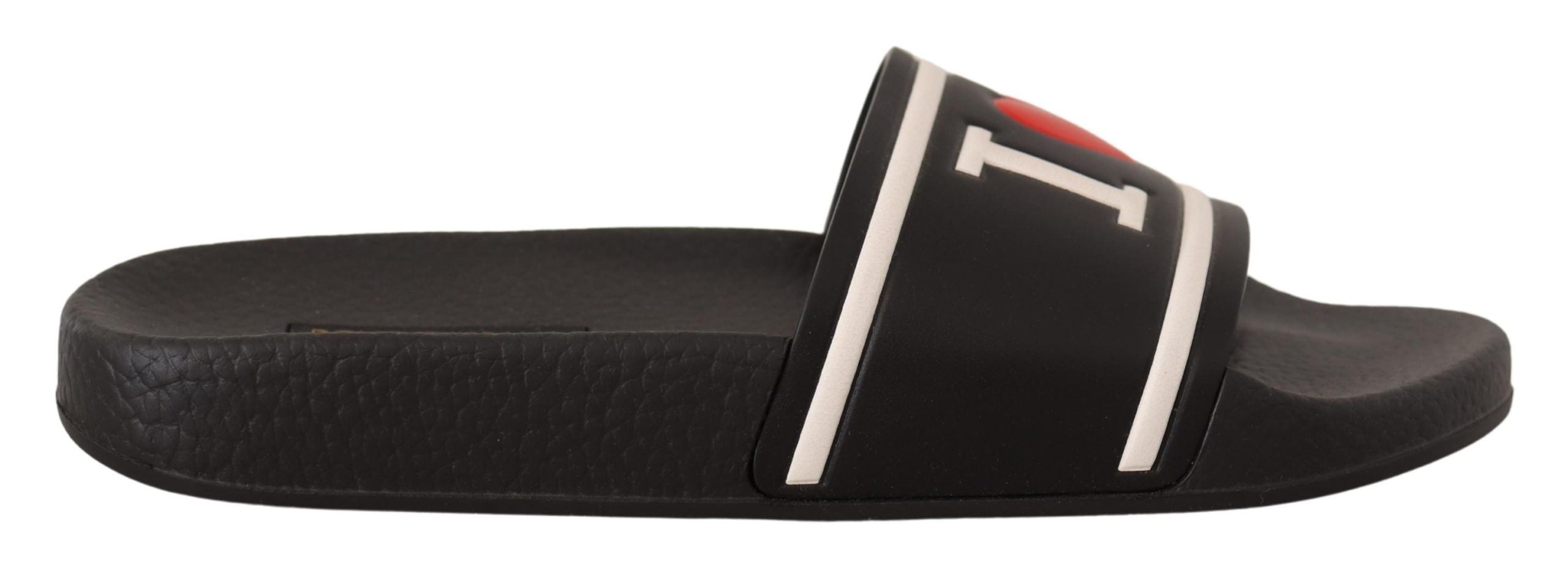 Черни кожени сандали Dolce & Gabbana I Love D&G Slides