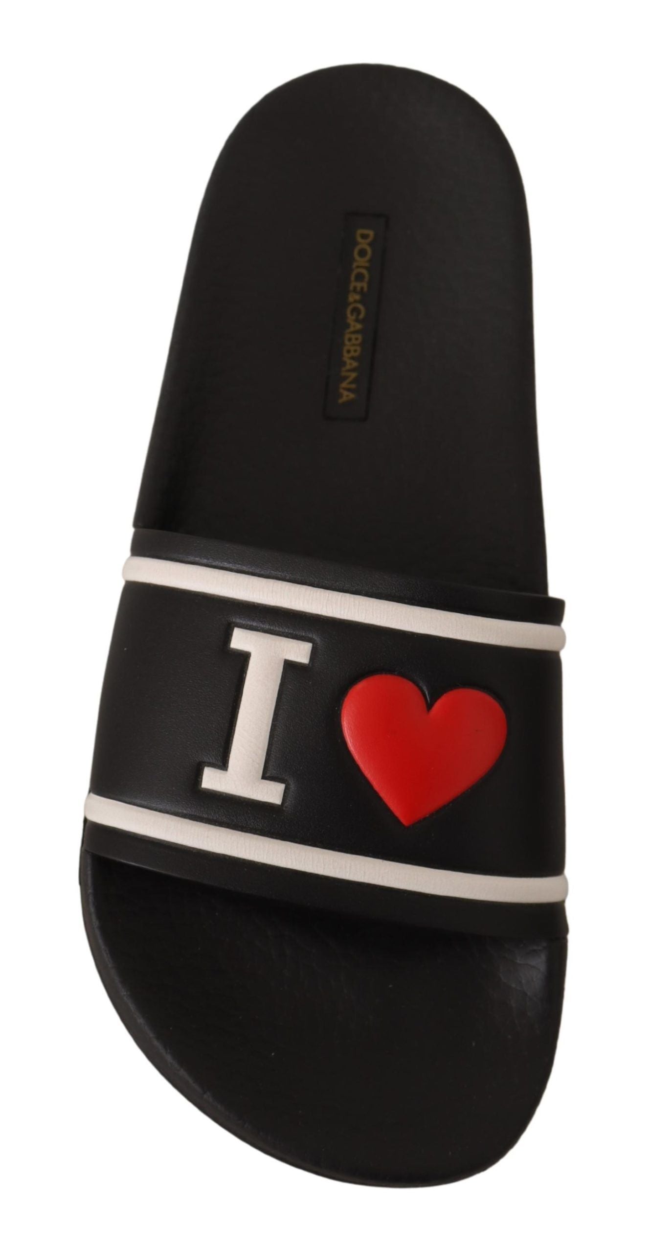 Черни кожени сандали Dolce & Gabbana I Love D&G Slides