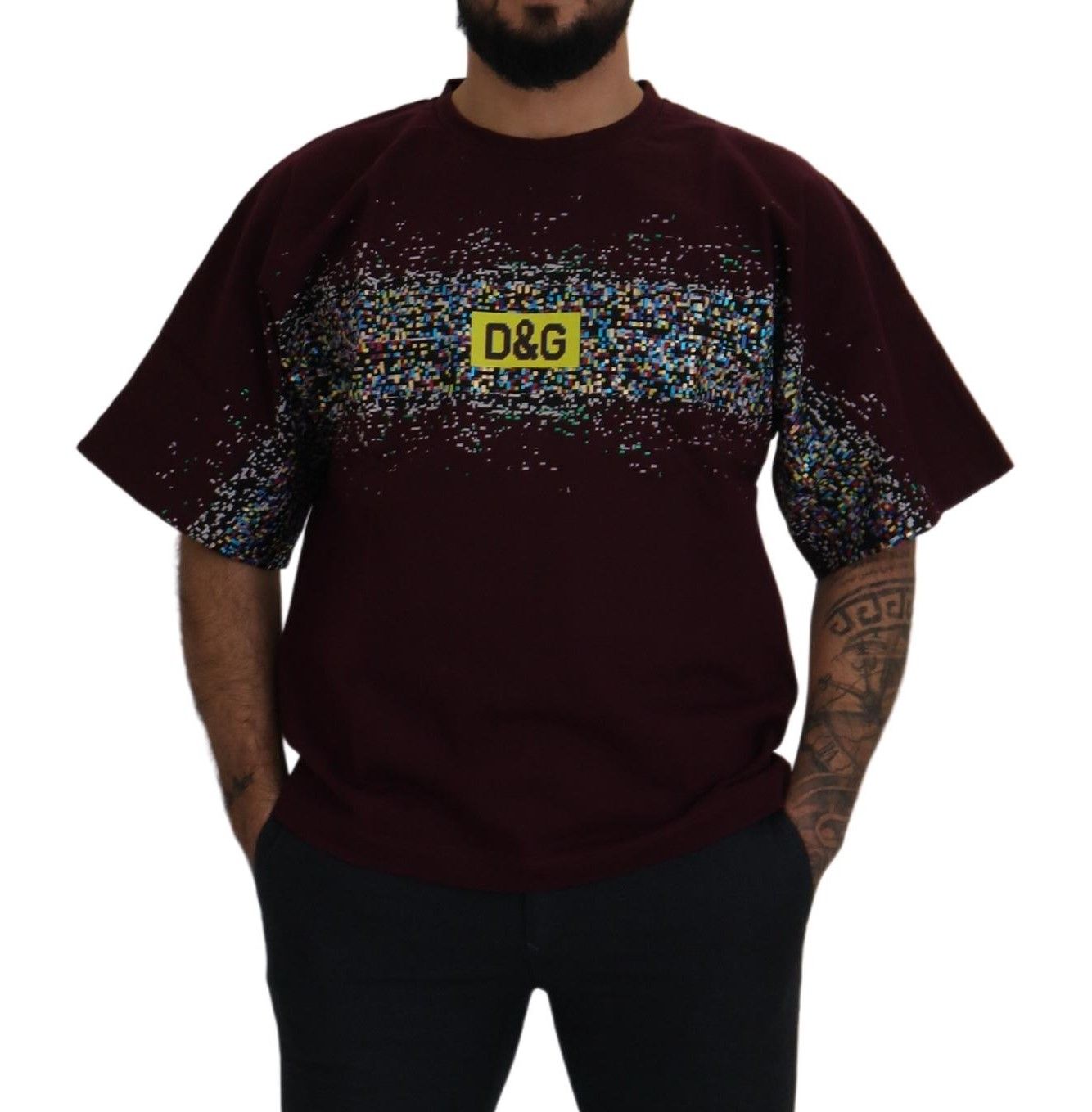 Dolce & Gabbana Bordeaux Cotton DG CHANNEL Горна тениска