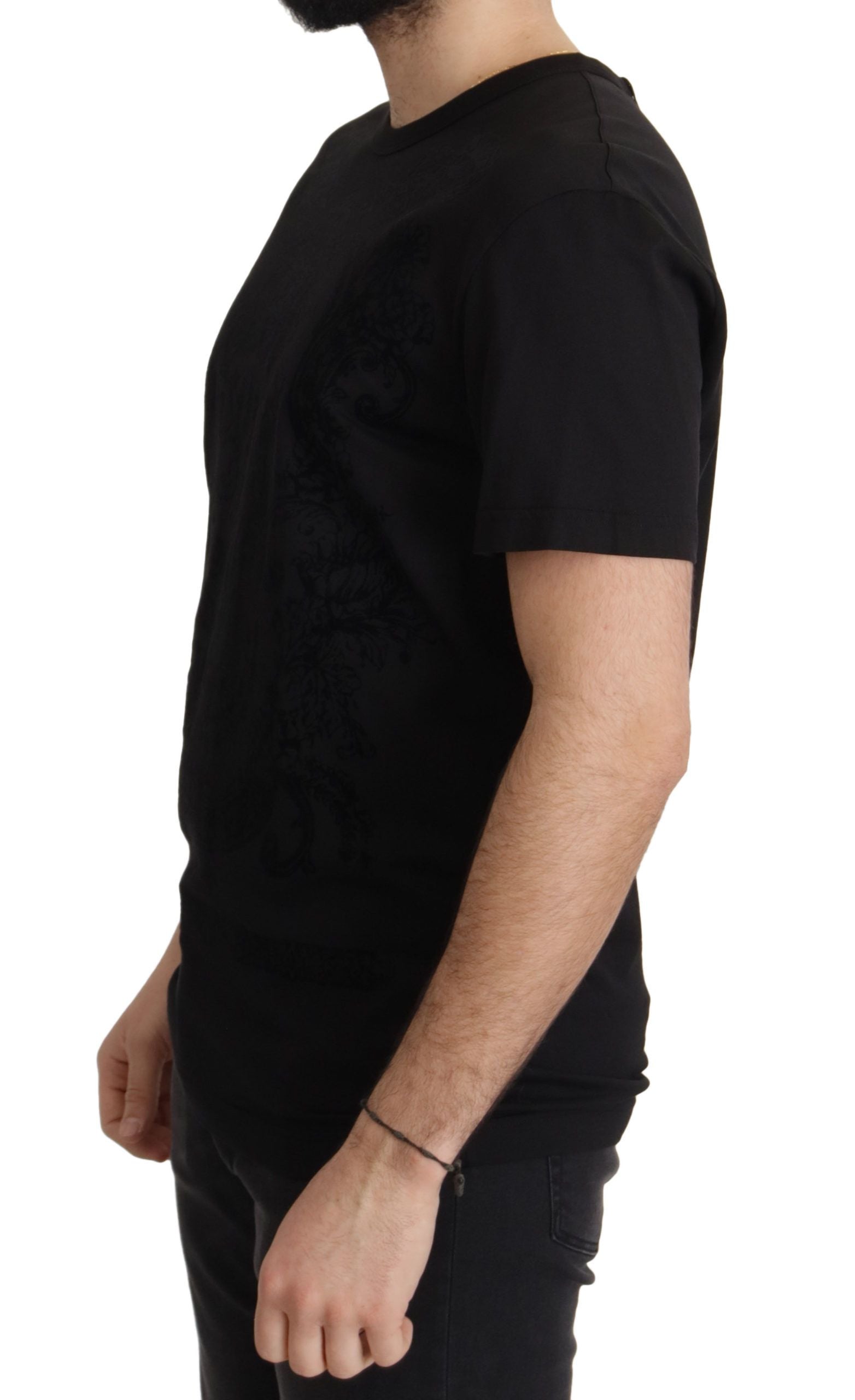 Dolce & Gabbana Черна тениска DG Baroque Cotton Crewneck