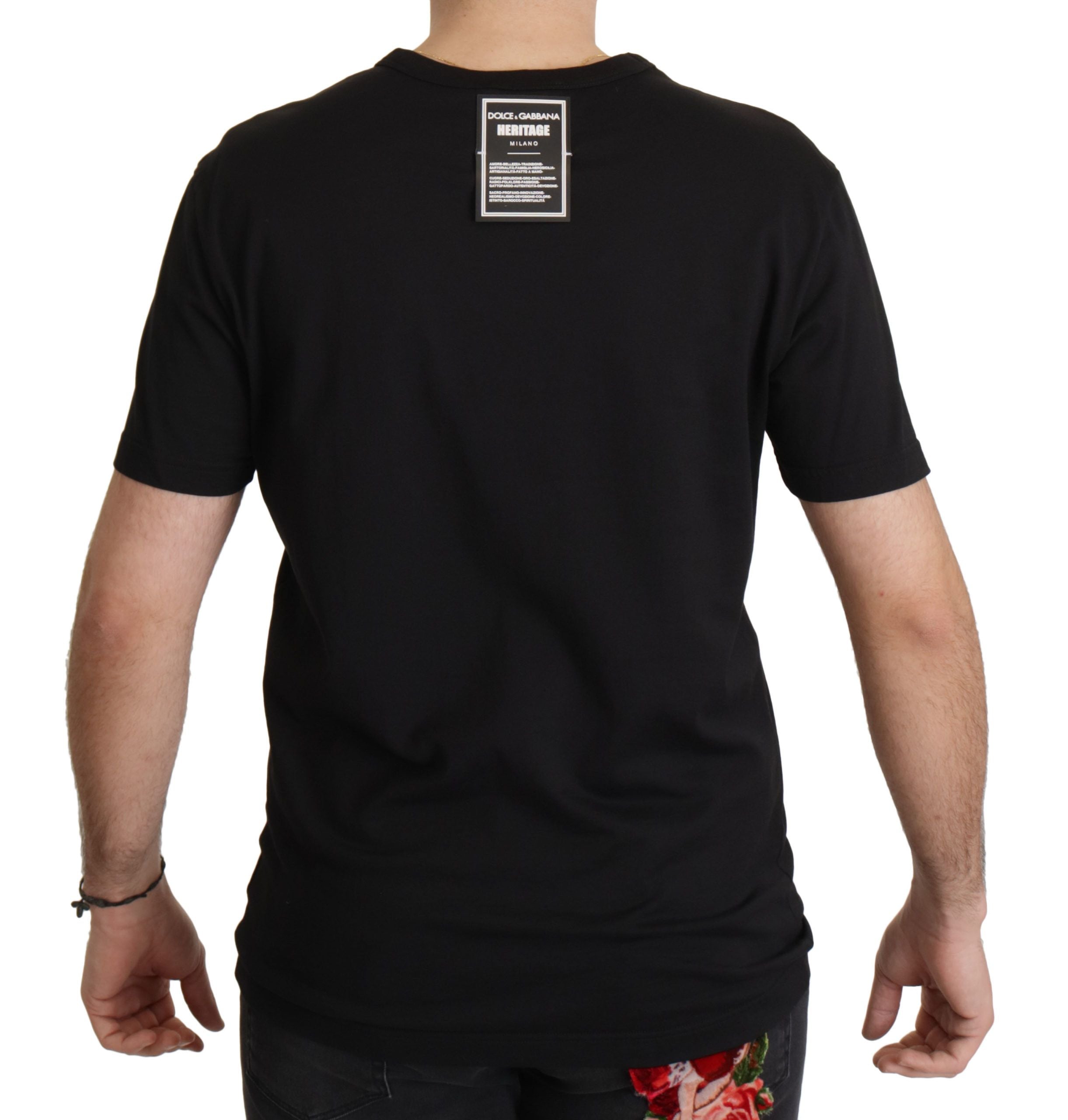 Dolce & Gabbana Черна тениска DG Baroque Cotton Crewneck