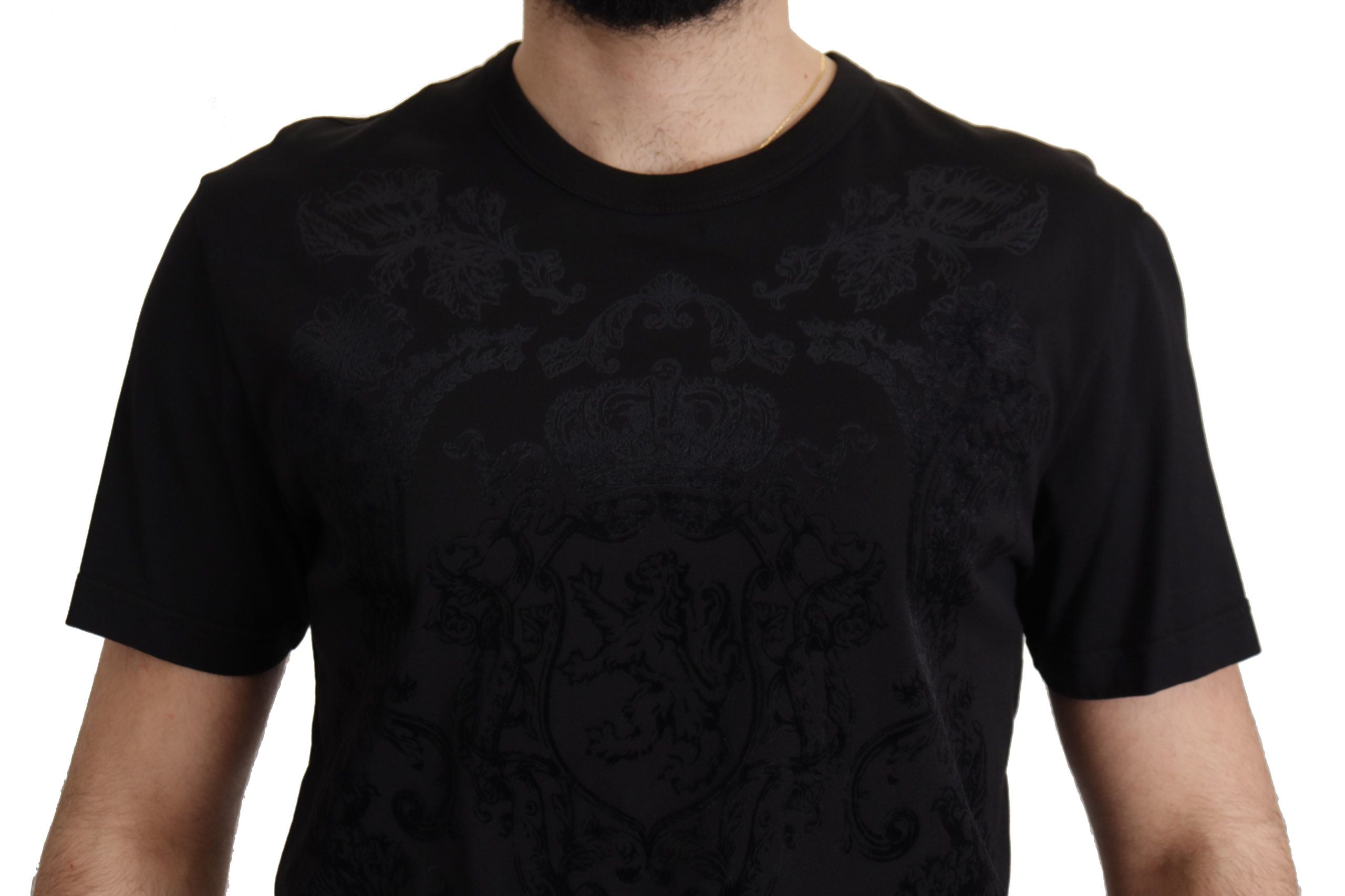 Dolce & Gabbana Черна тениска DG Baroque Cotton Crewneck