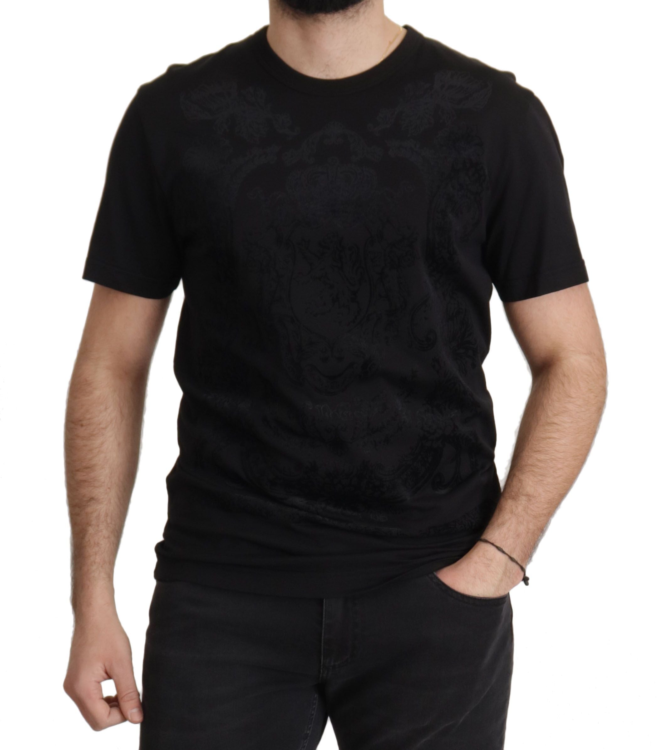 Dolce & Gabbana Черна тениска DG Baroque Cotton Crewneck