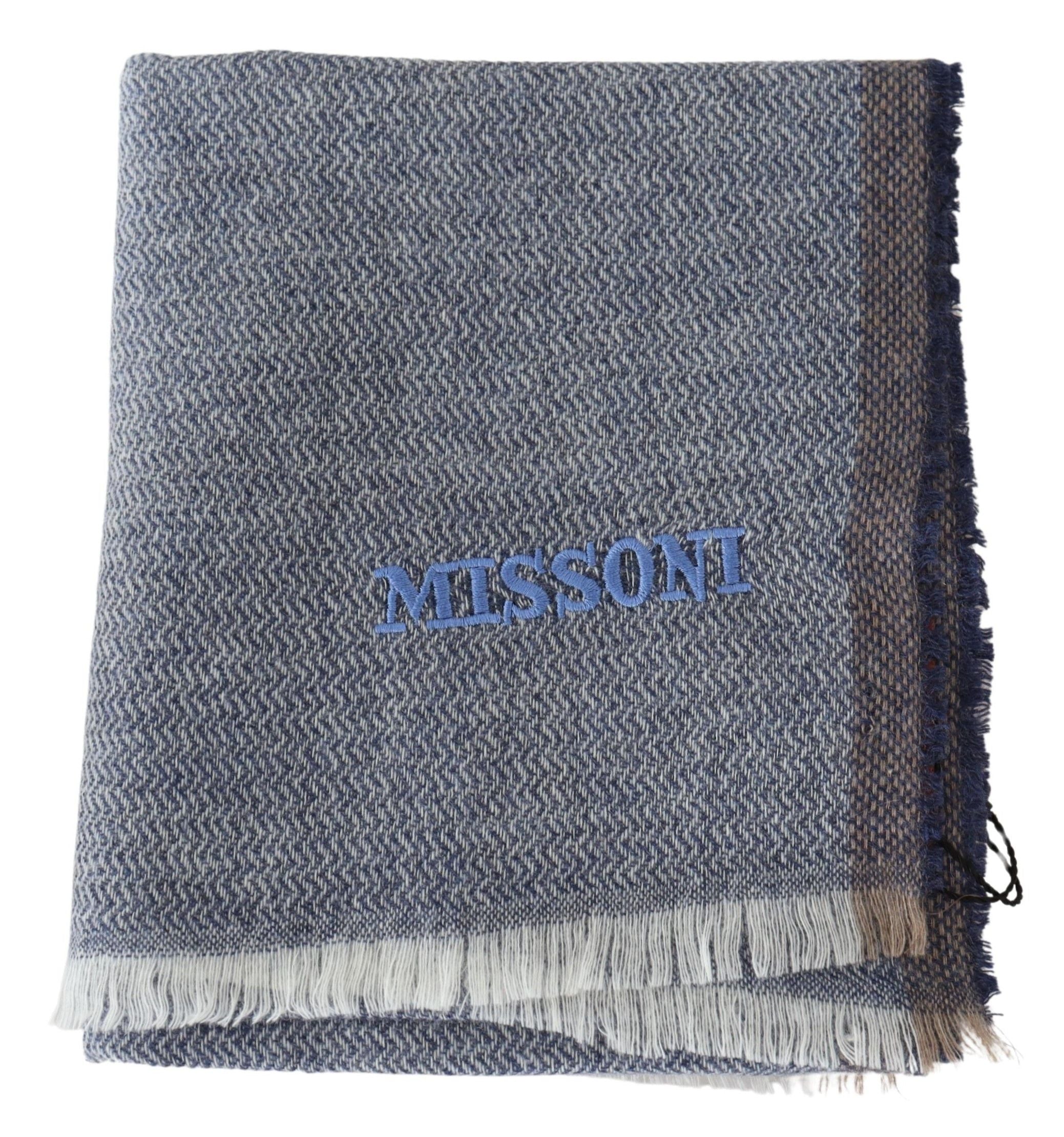Унисекс вълнен шал с ресни на сиво райе Missoni
