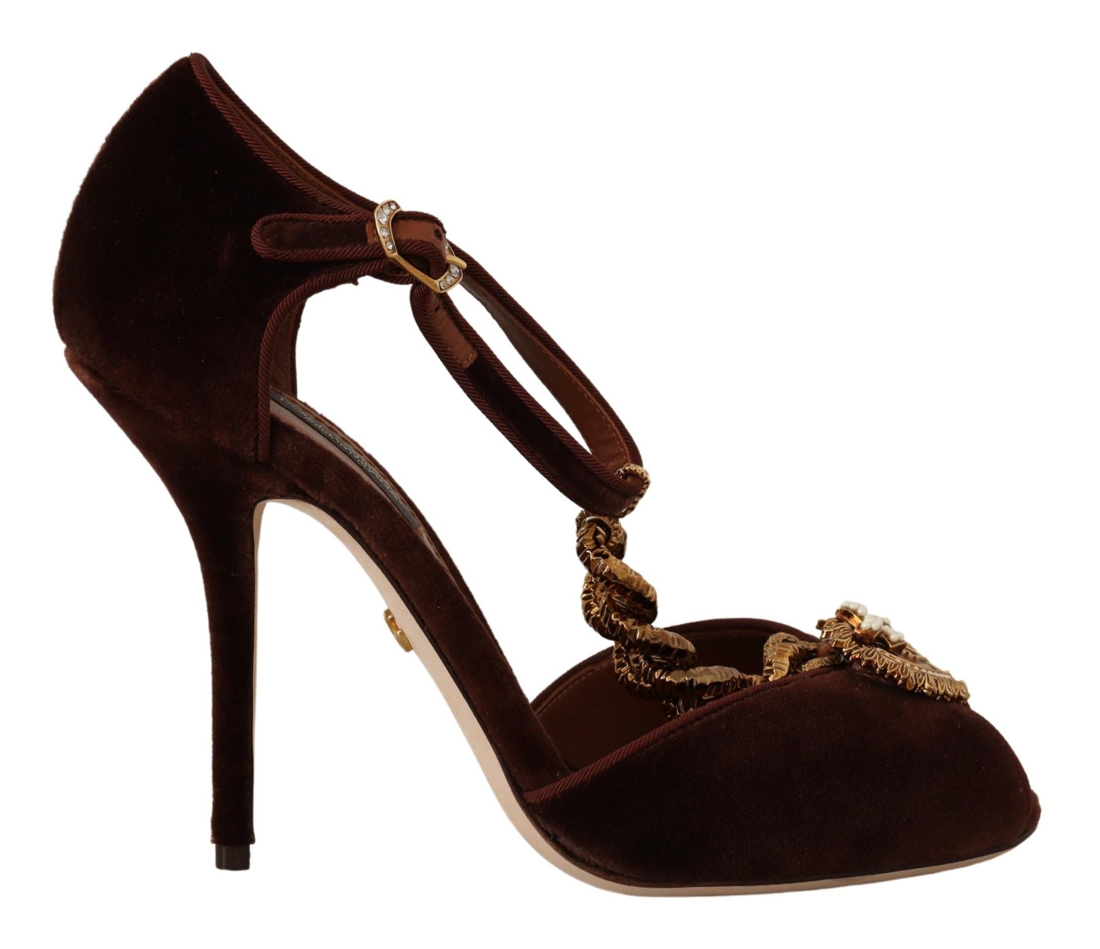 Dolce & Gabbana кафяви обувки Coppar Devotion Heart Sandals