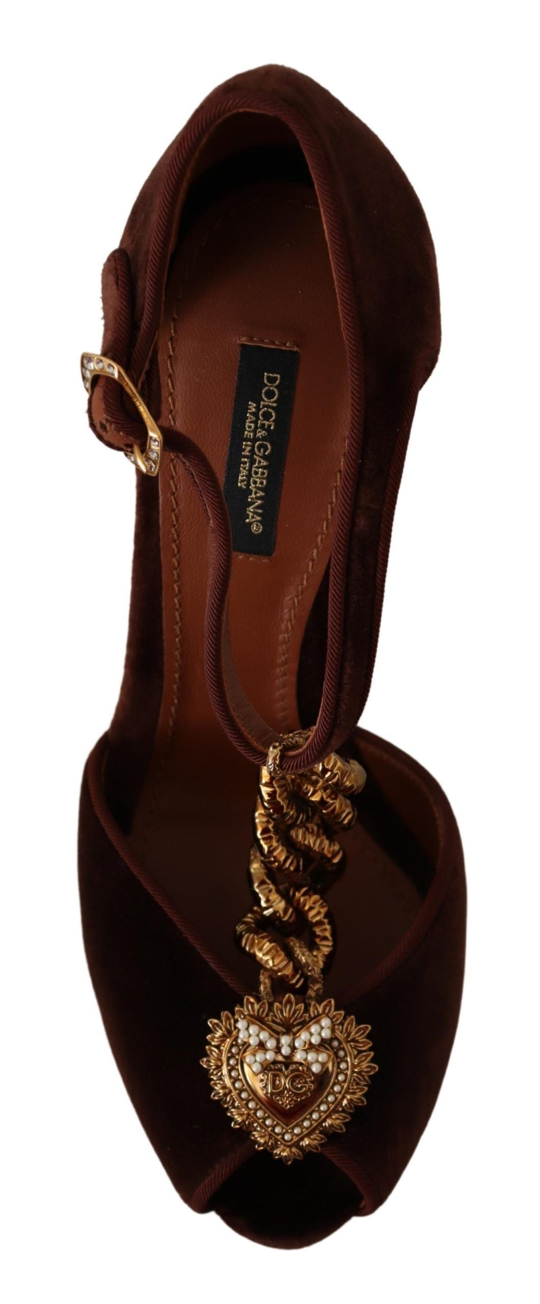 Dolce & Gabbana кафяви обувки Coppar Devotion Heart Sandals